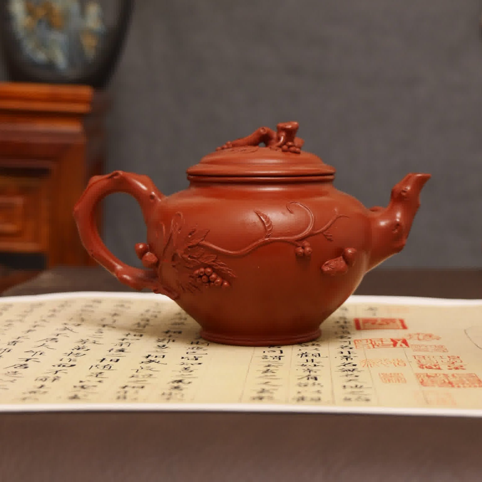 Plum Blossom Herald Spring Fully Handmade Zhu Ni Yixing Teapot
