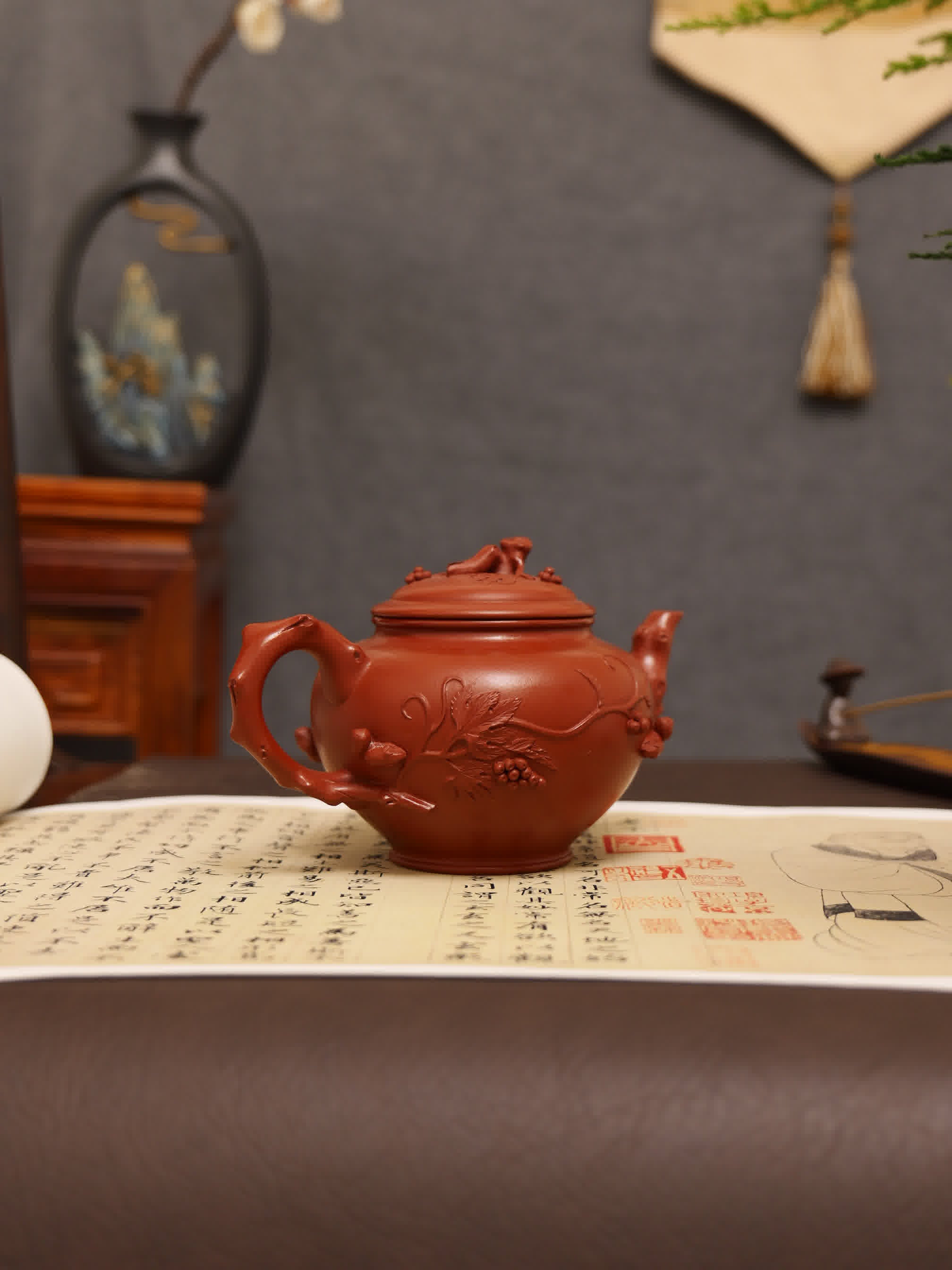 Plum Blossom Herald Spring Fully Handmade Zhu Ni Yixing Teapot