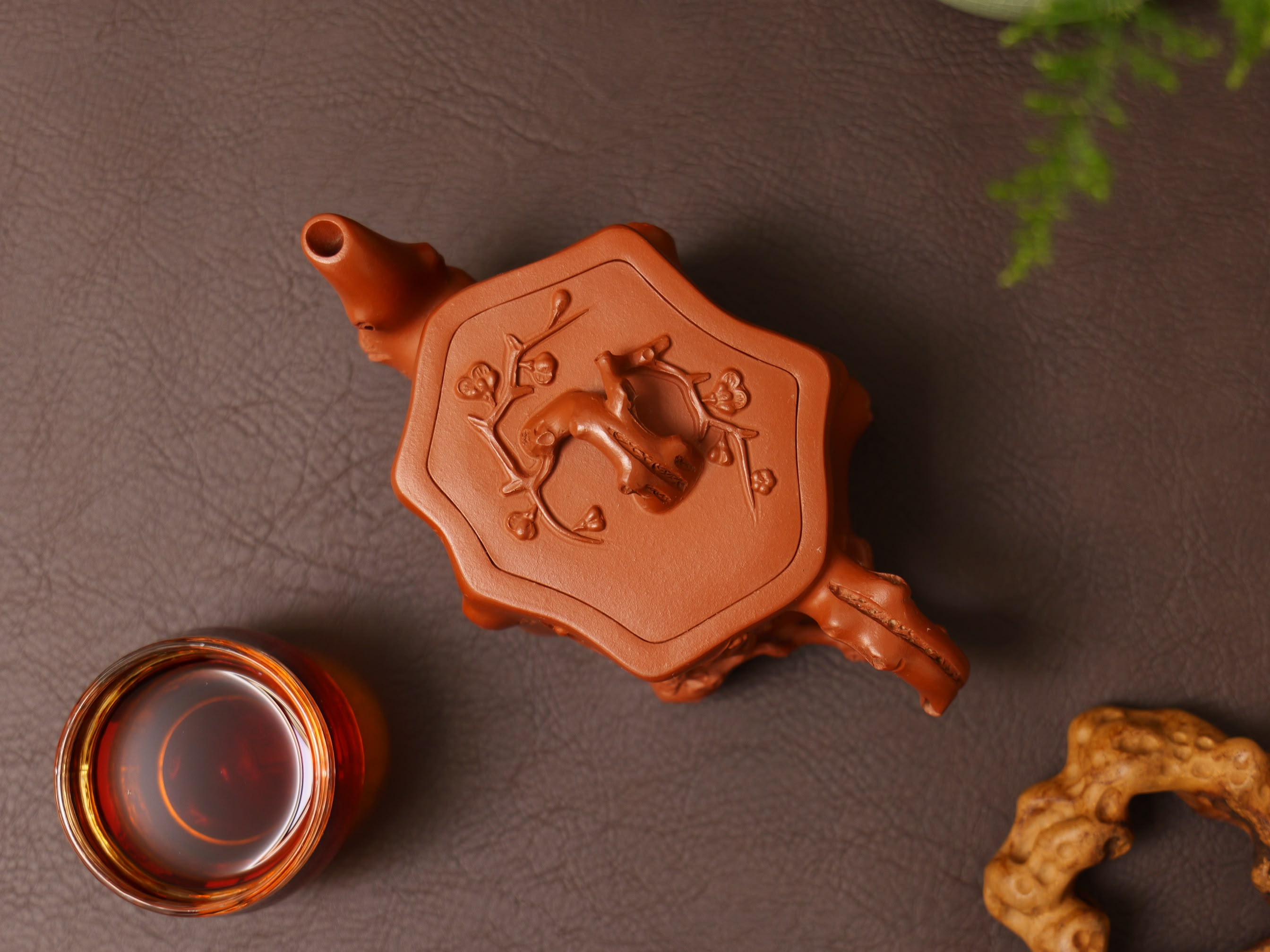 Plum Stump Teapot Fully Handcrafted With Red Clay