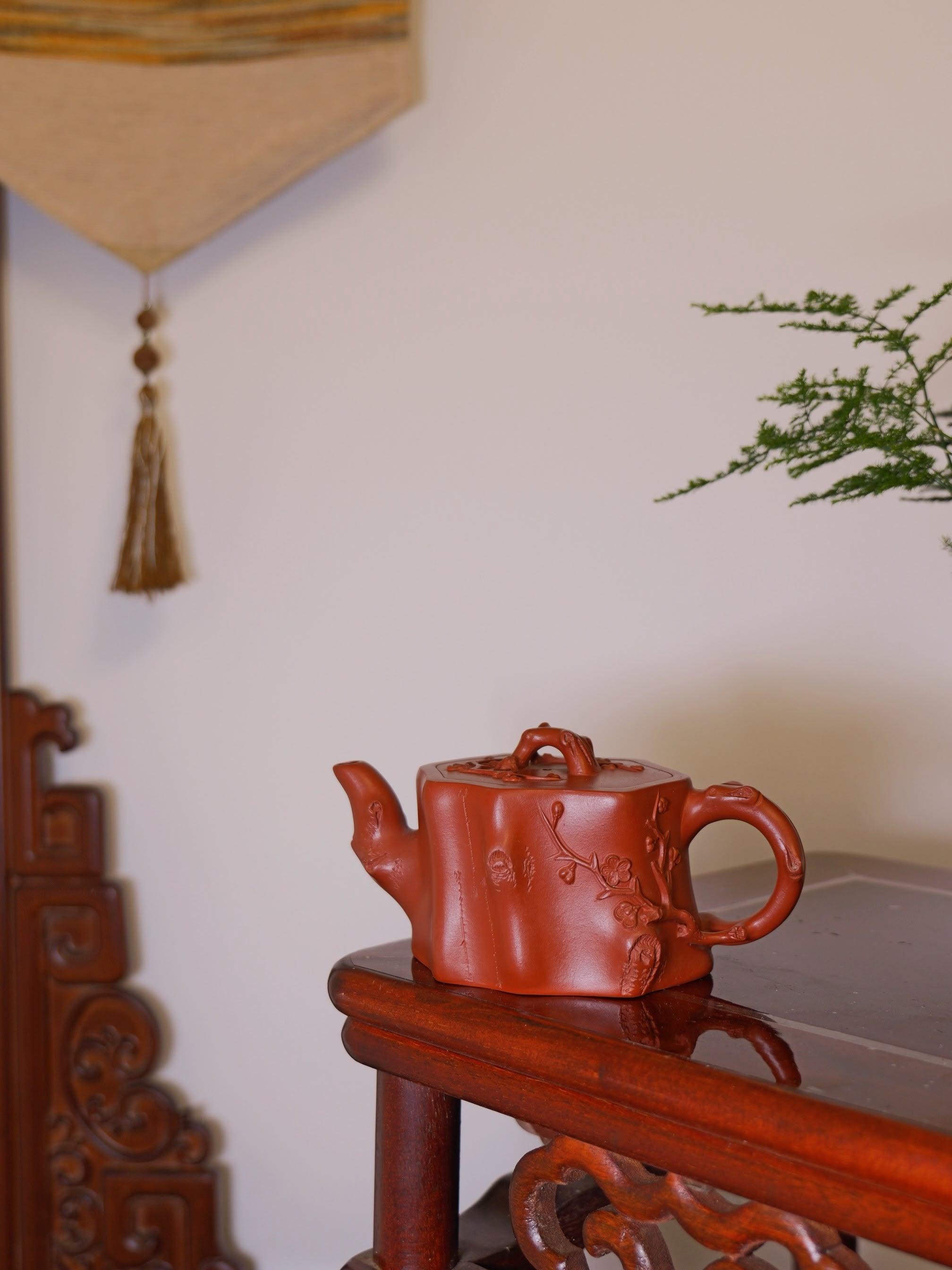 Plum Stump Teapot Fully Handcrafted With Red Clay