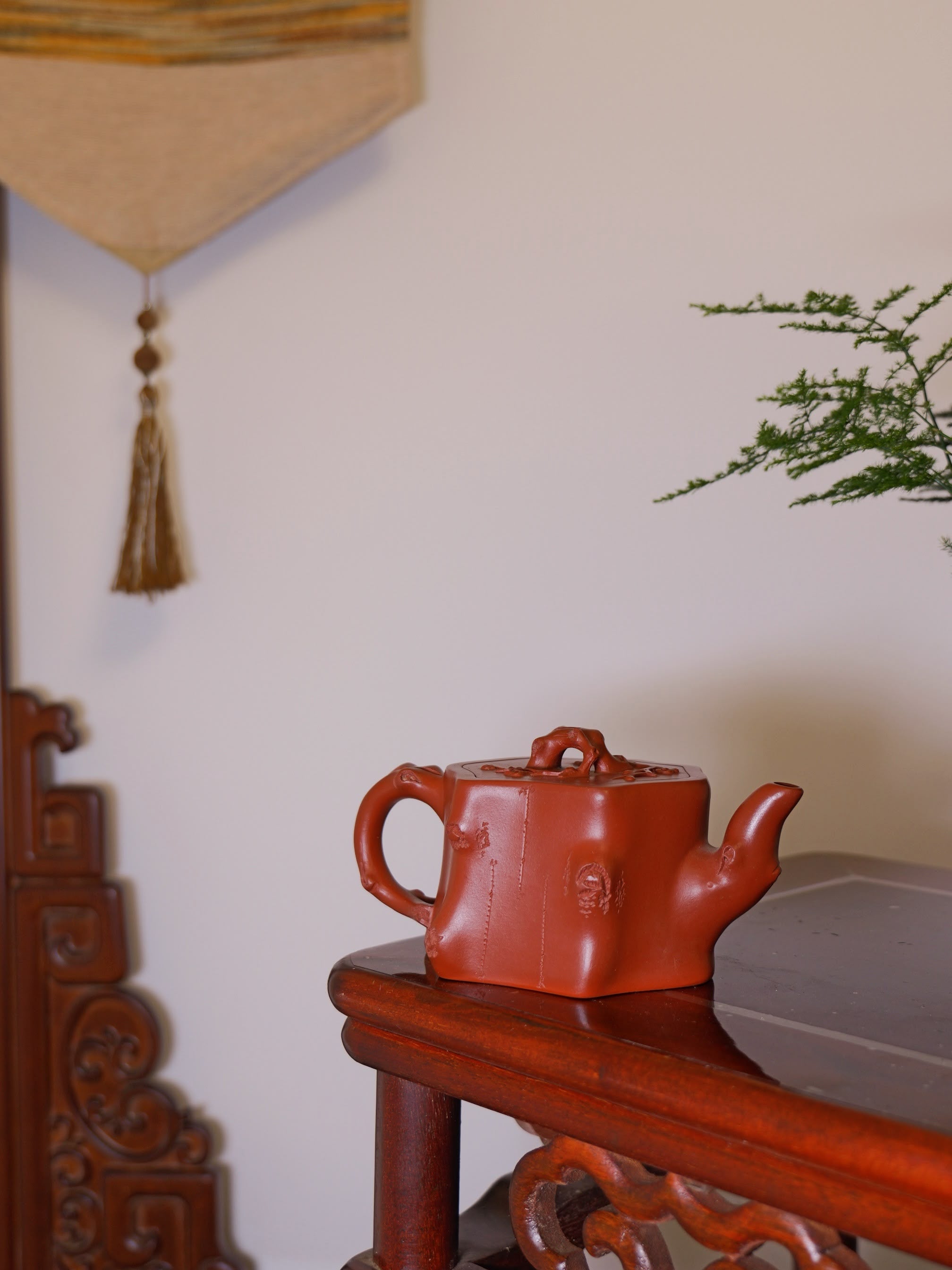 Plum Stump Teapot Fully Handcrafted With Red Clay