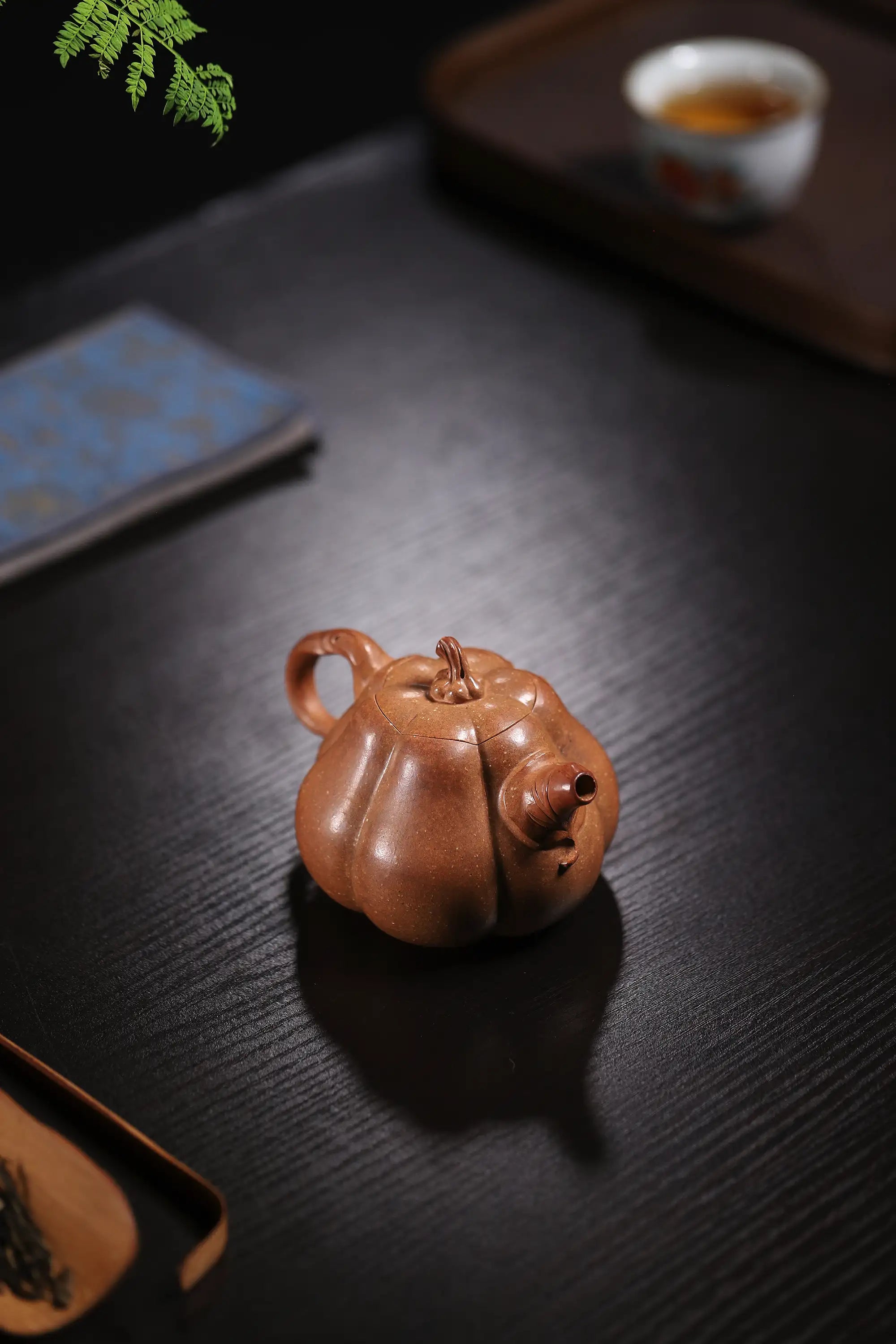 Pumpkin Ribbed Pattern Fully Handmade Flocculent Golden Duan Clay Yixing Teapot
