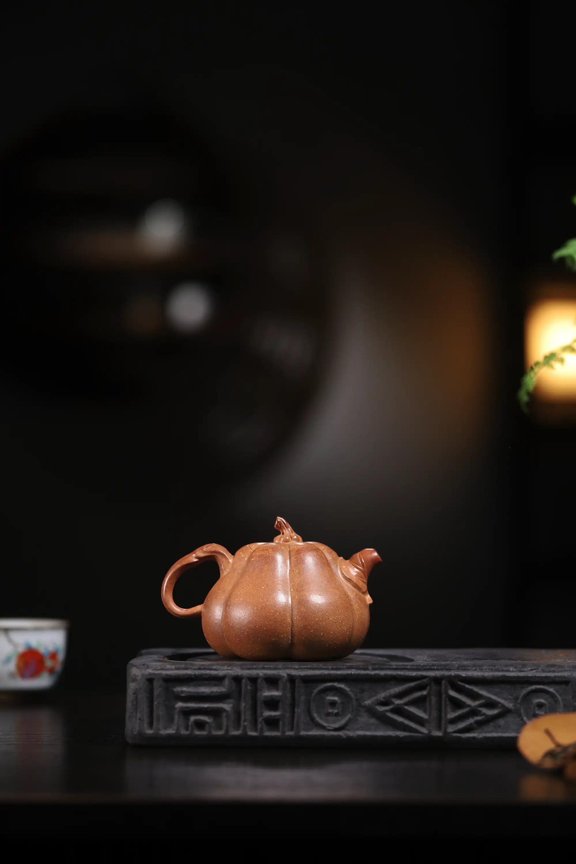 Pumpkin Ribbed Pattern Fully Handmade Flocculent Golden Duan Clay Yixing Teapot