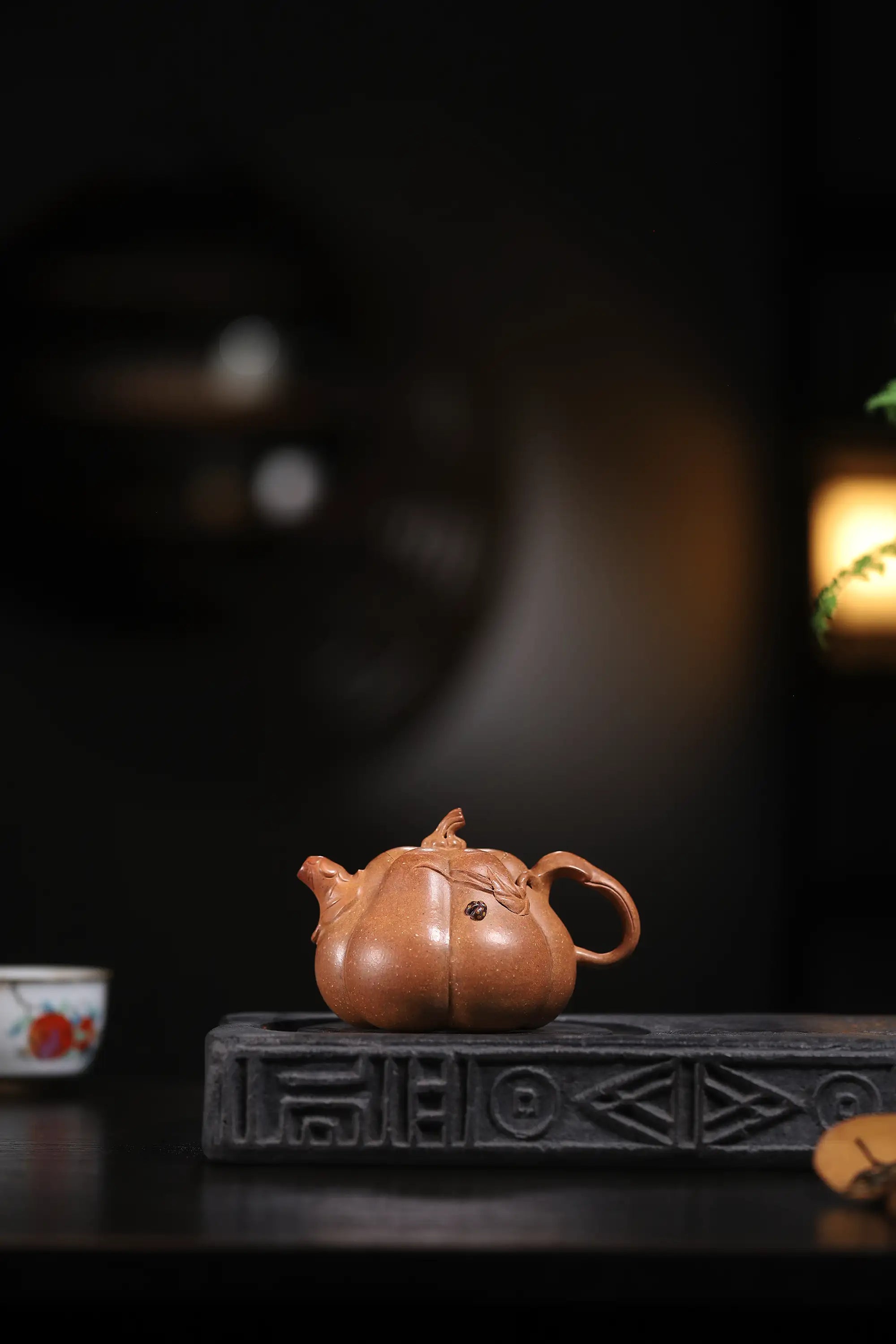 Pumpkin Ribbed Pattern Fully Handmade Flocculent Golden Duan Clay Yixing Teapot