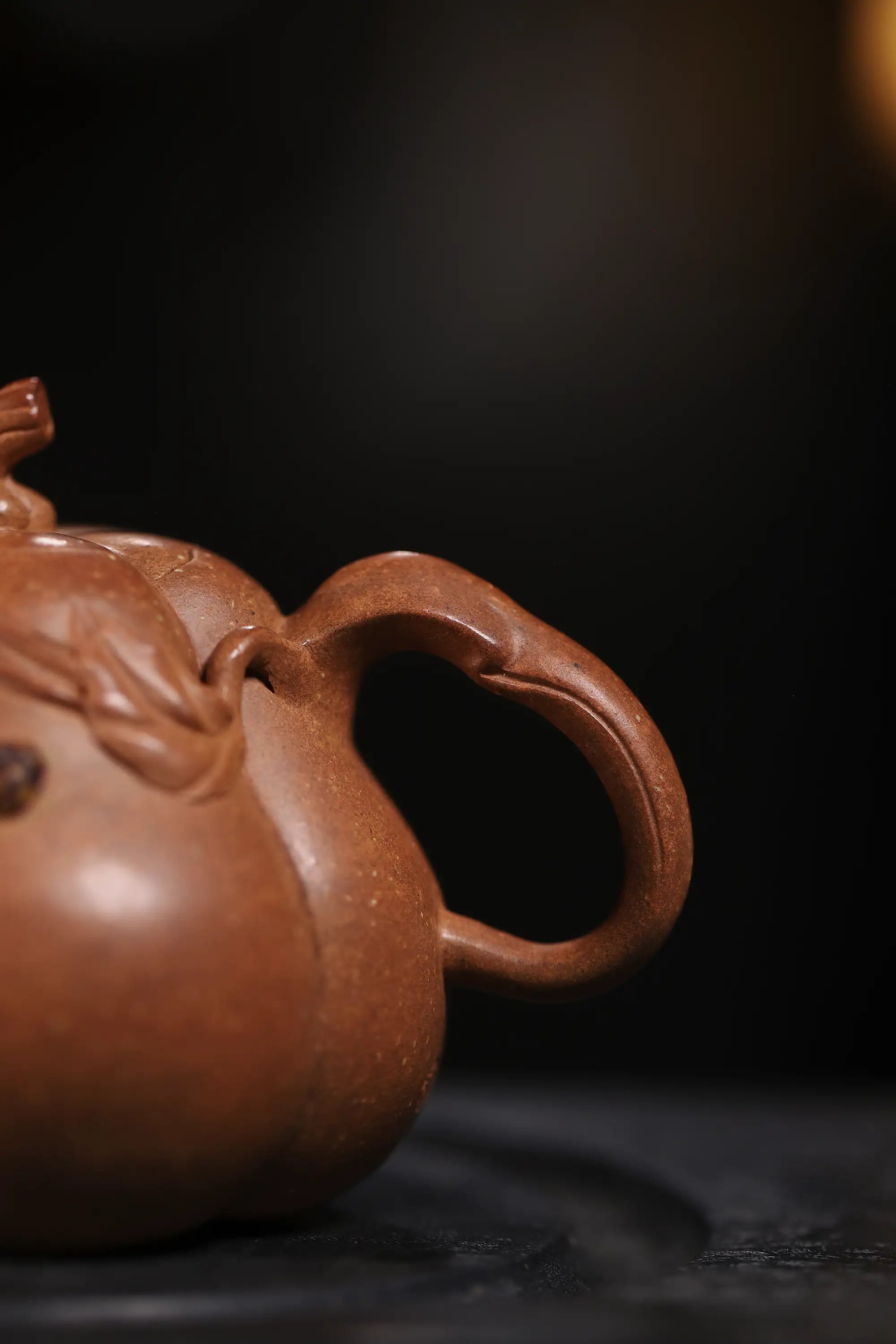 Pumpkin Ribbed Pattern Fully Handmade Flocculent Golden Duan Clay Yixing Teapot
