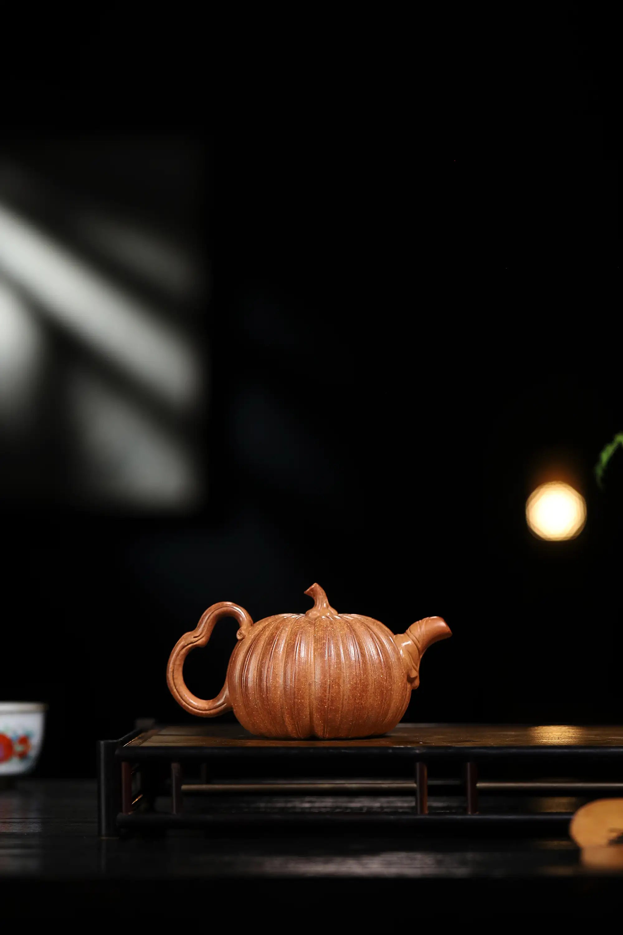 Pumpkin Ribbed Pattern Fully Handmade Flocculent Golden Duan Clay Yixing Teapot