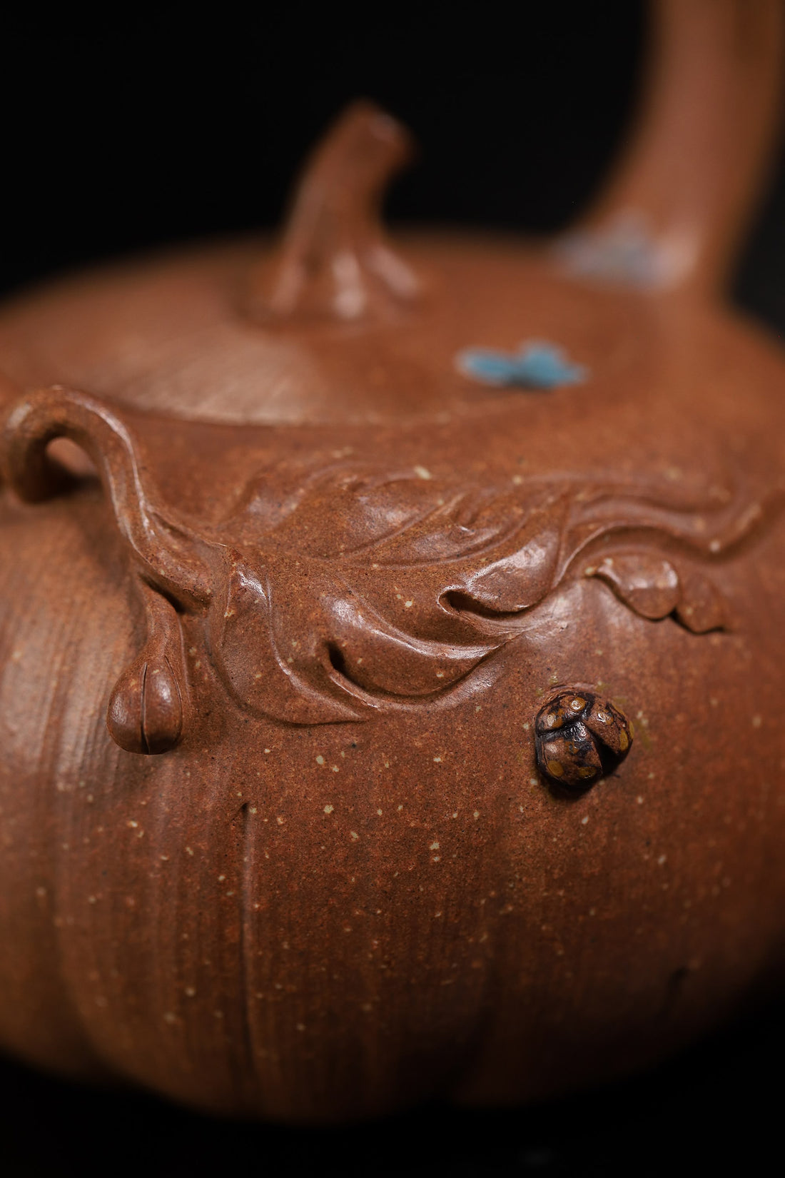 Pumpkin Shape with Overhead Handle Handcrafted Duanni Clay Yixing Teapot