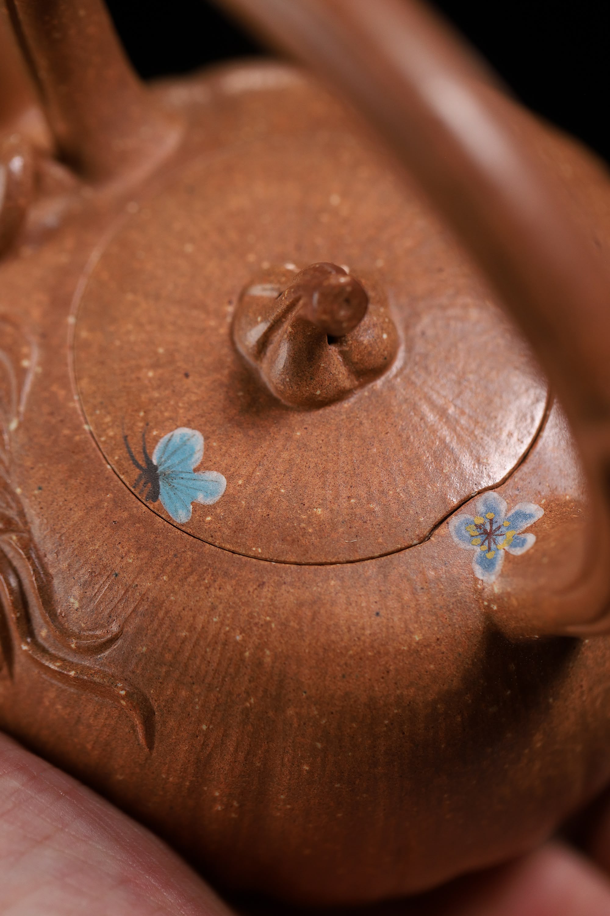 Pumpkin Shape with Overhead Handle Handcrafted Duanni Clay Yixing Teapot