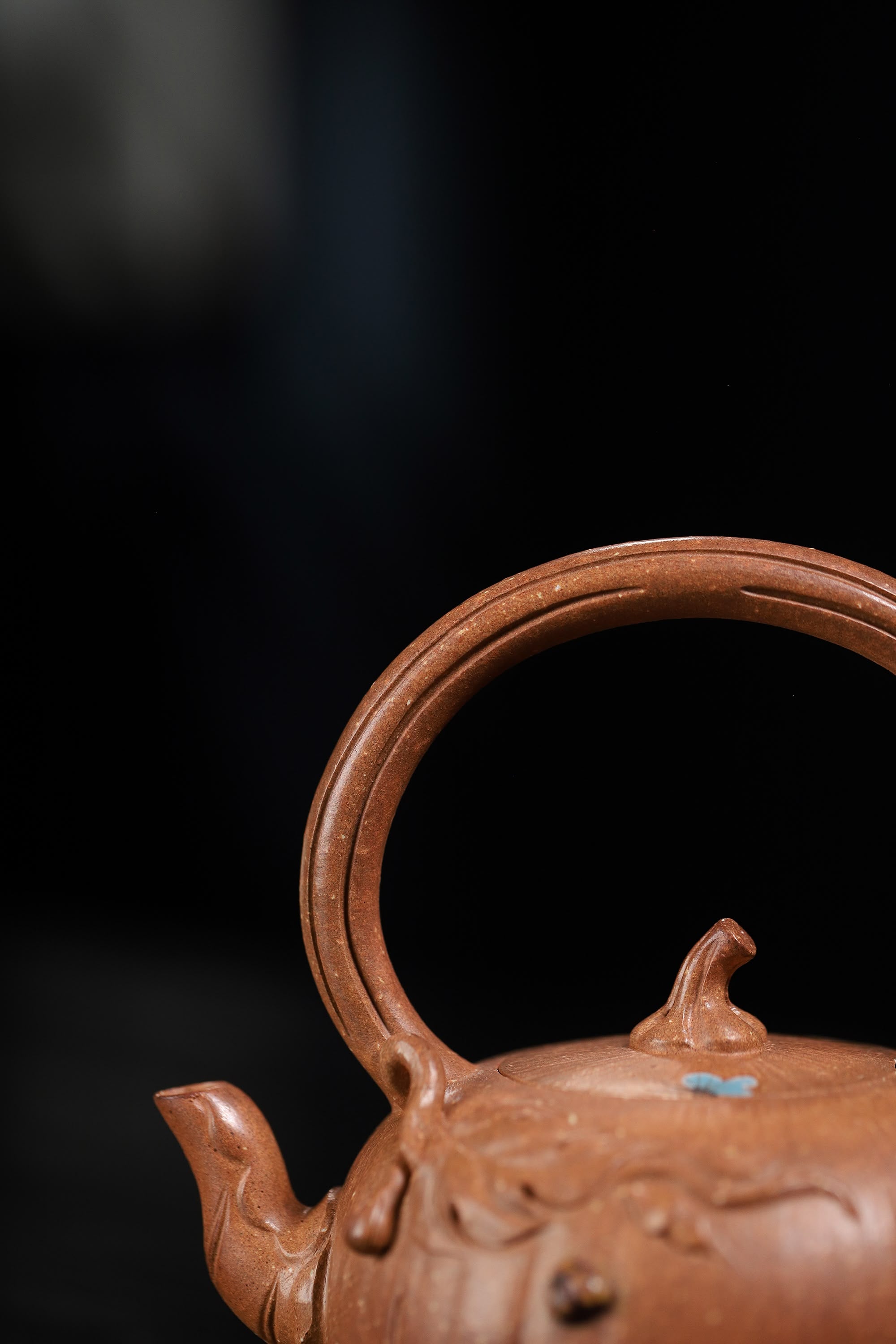 Pumpkin Shape with Overhead Handle Handcrafted Duanni Clay Yixing Teapot
