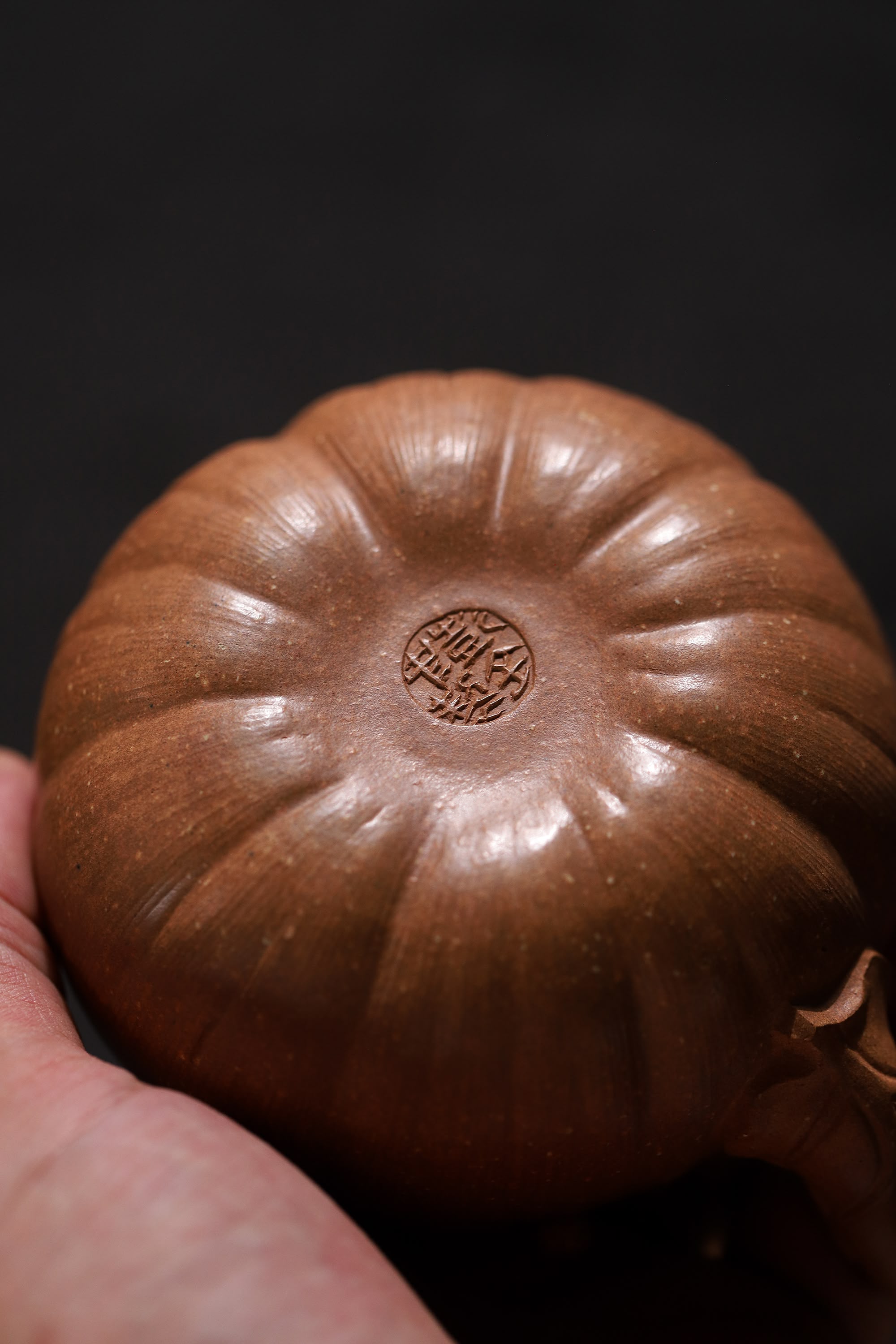 Pumpkin Shape with Overhead Handle Handcrafted Duanni Clay Yixing Teapot