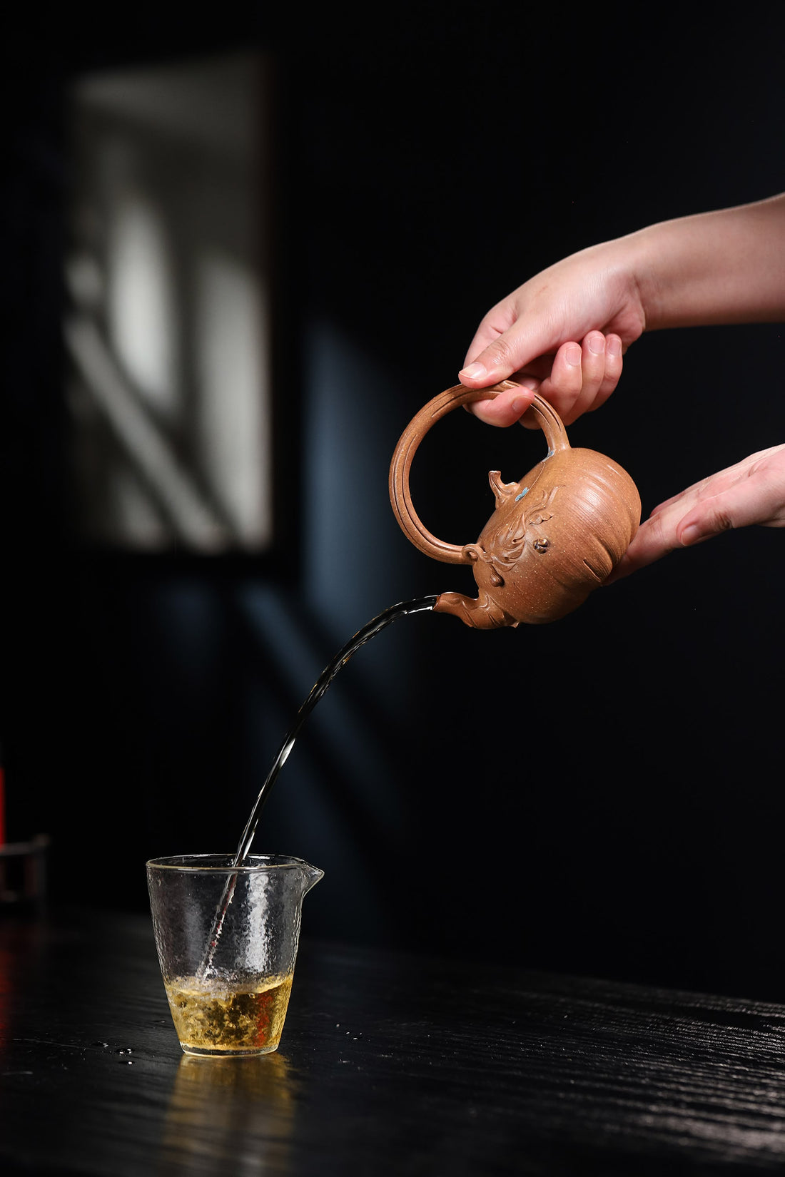 Pumpkin Shape with Overhead Handle Handcrafted Duanni Clay Yixing Teapot