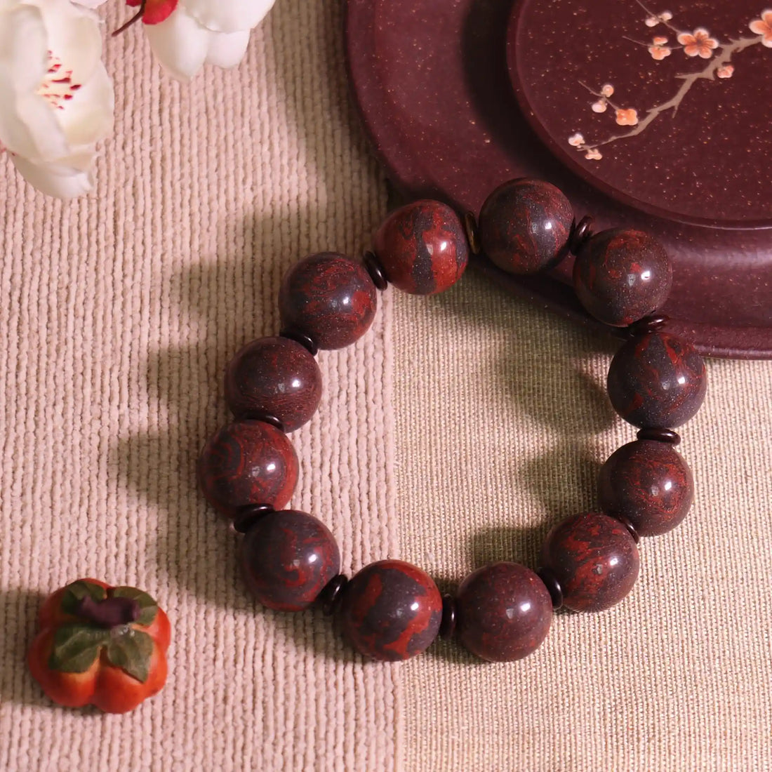 Reddish Brown Flowing Pattern Dunhuang Colored Sand Bracelet