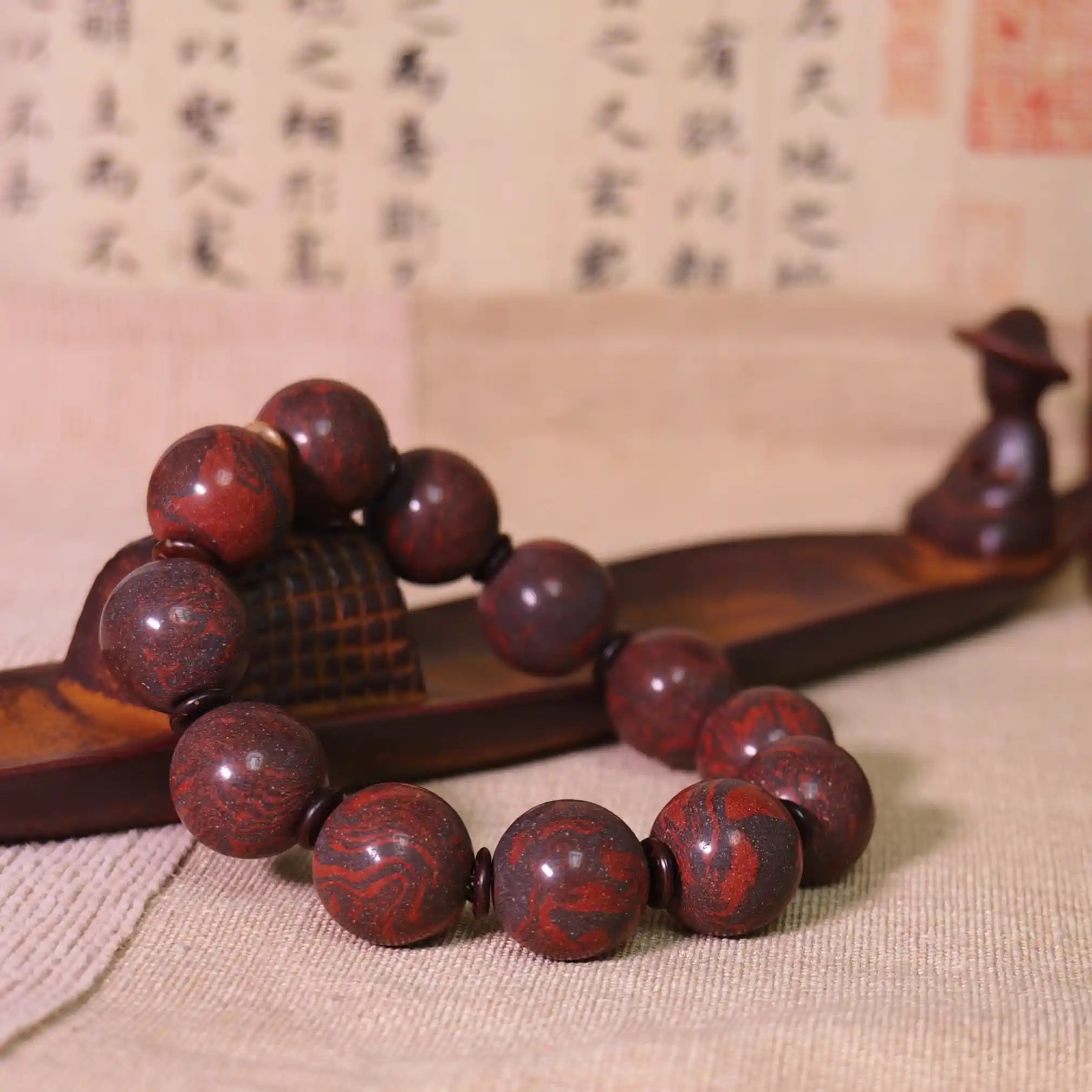 Reddish Brown Flowing Pattern Dunhuang Colored Sand Bracelet