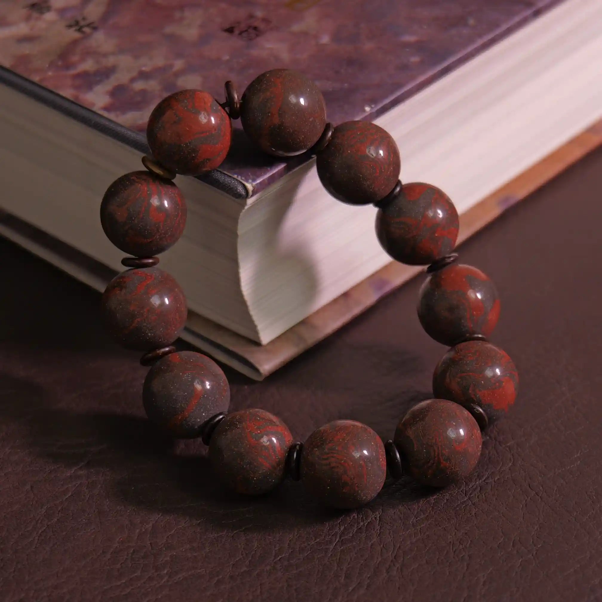 Reddish Brown Flowing Pattern Dunhuang Colored Sand Bracelet