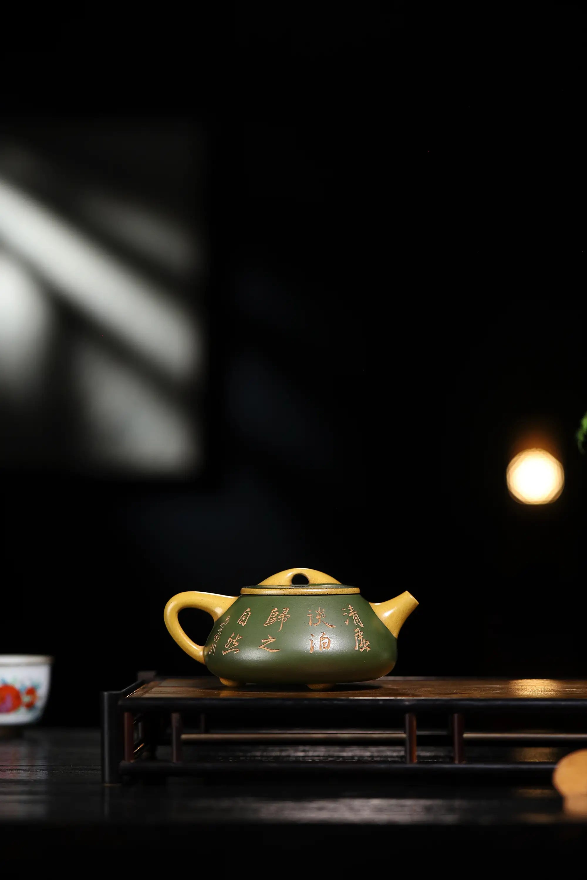 Squirrel Painting & Philosophical Inscription Fully Handmade Duan Clay 'Jingzhou Shi Piao' Yixing Teapot