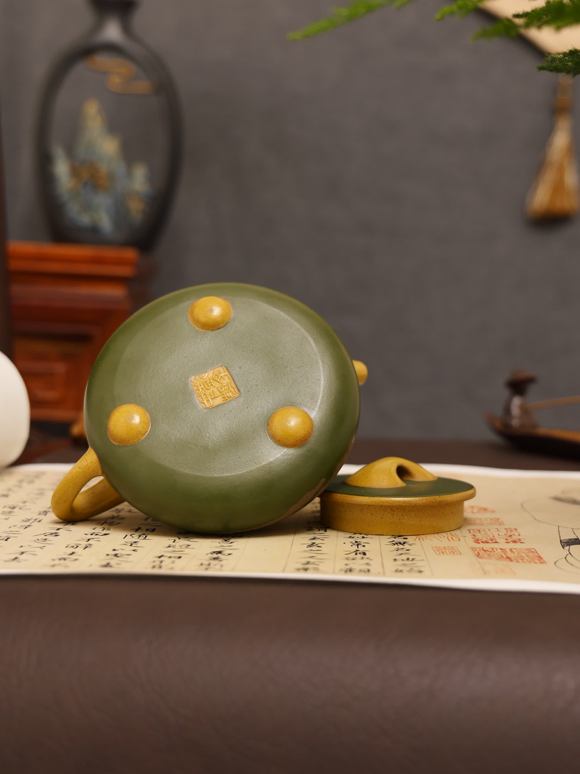 Squirrel Painting & Philosophical Inscription Fully Handmade Duan Clay 'Jingzhou Shi Piao' Yixing Teapot