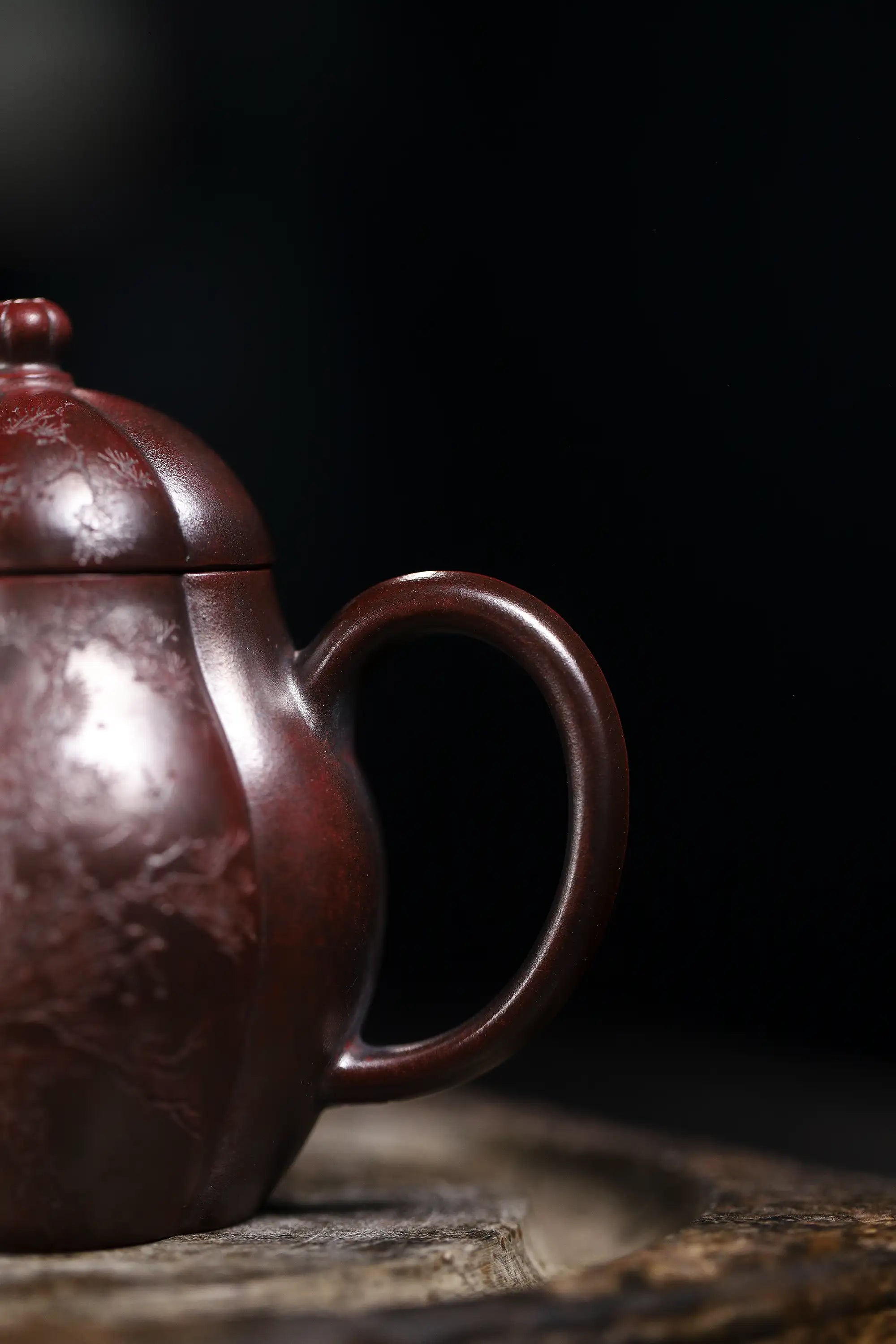 Three Friends of Winter Carving Fully Handmade Zijinsha-Purple Clay 'Gao Ling Hua' Yixing Teapot