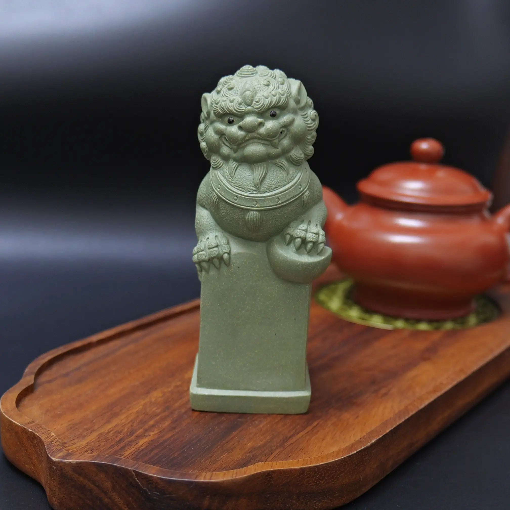 Yixing Clay Handmade Lying Lion Tea Pet (Auspicious Guardian Style)