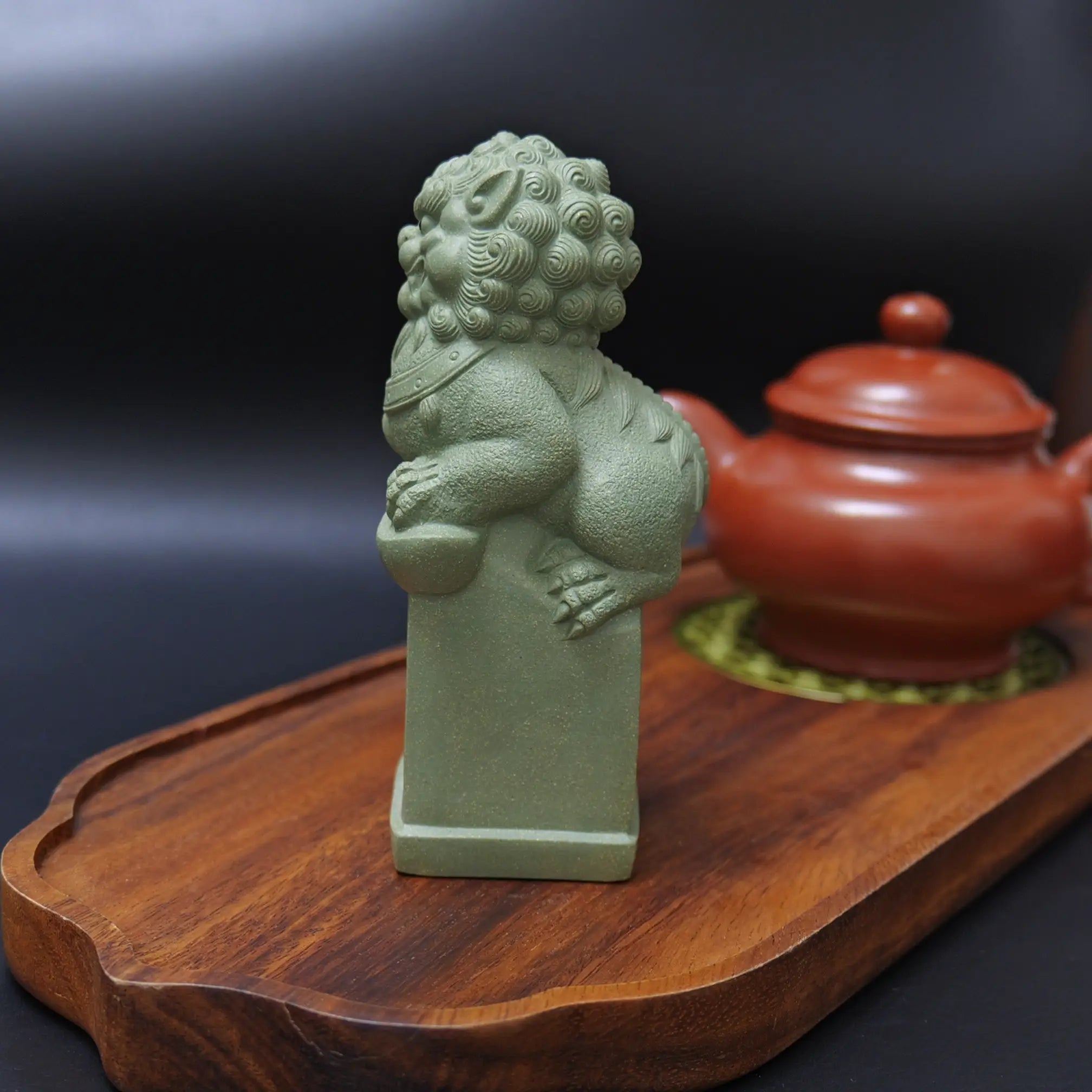 Yixing Clay Handmade Lying Lion Tea Pet (Auspicious Guardian Style)