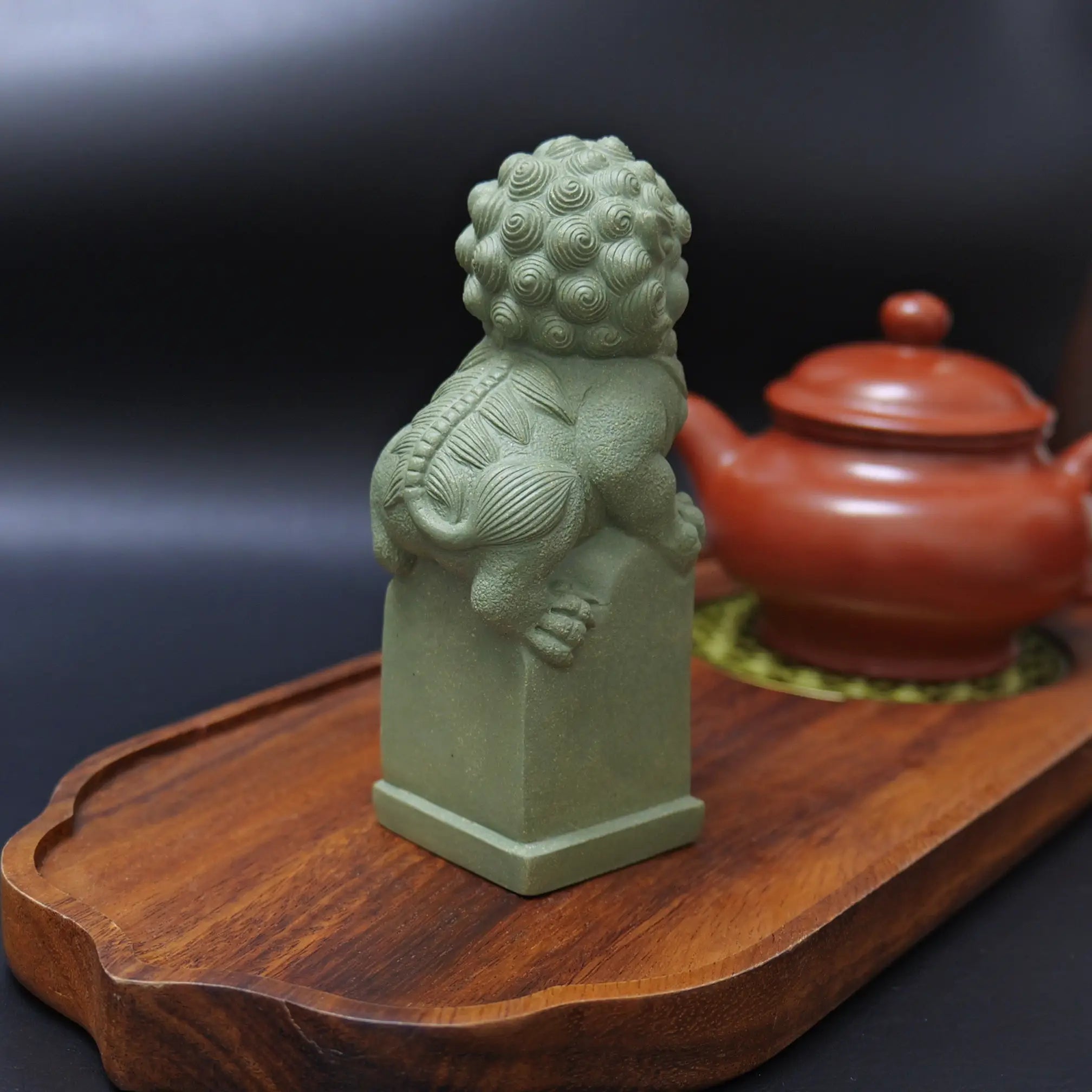 Yixing Clay Handmade Lying Lion Tea Pet (Auspicious Guardian Style)