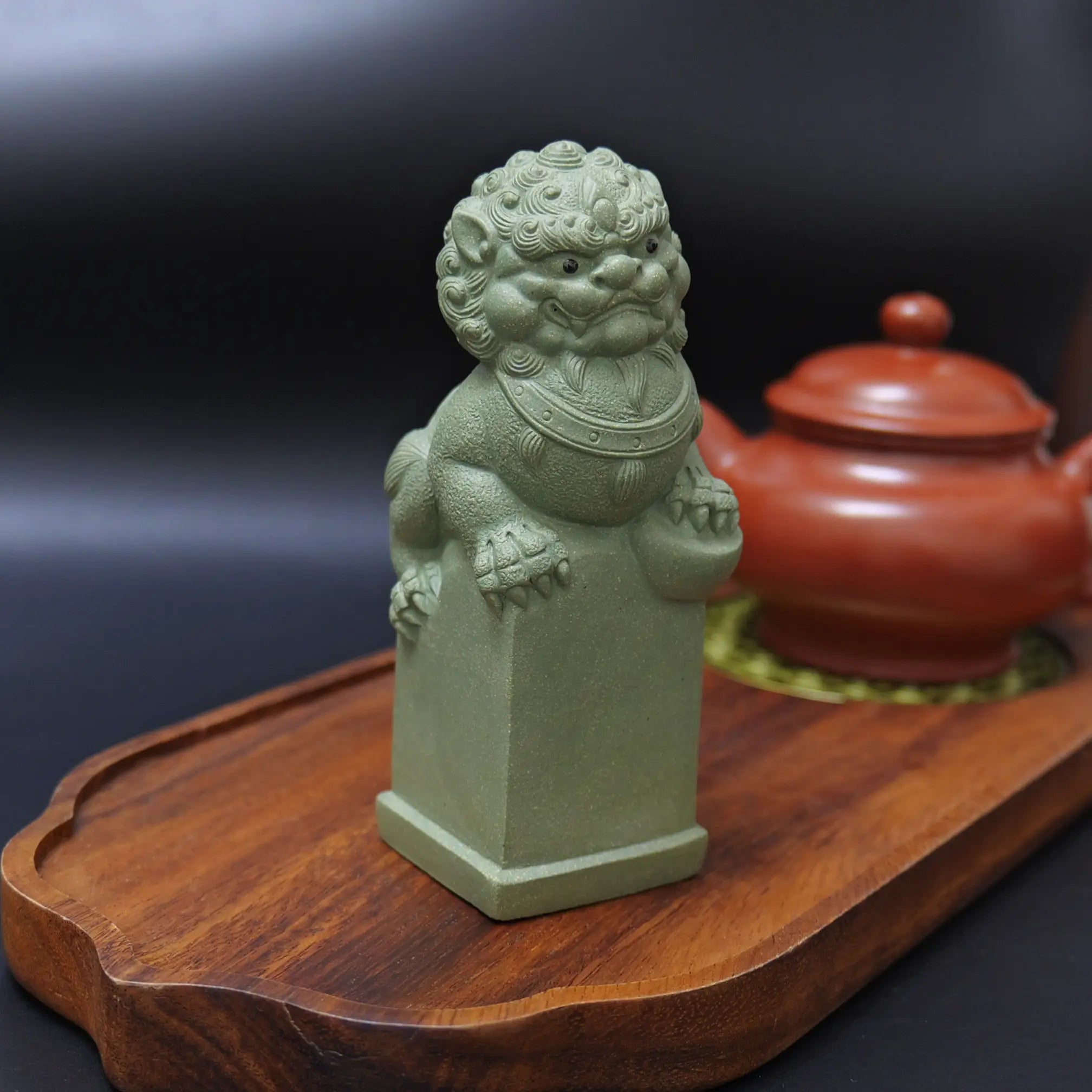 Yixing Clay Handmade Lying Lion Tea Pet (Auspicious Guardian Style)
