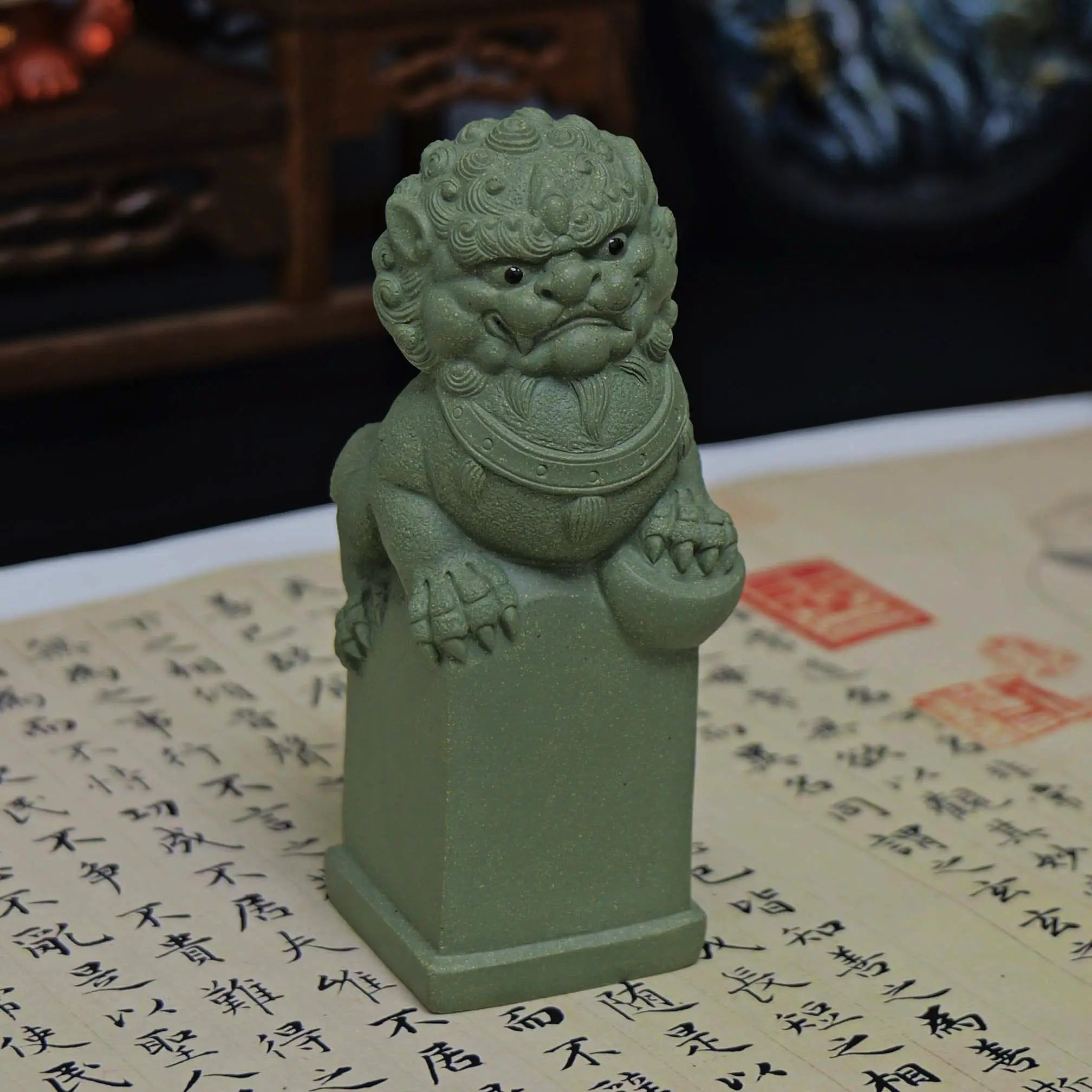 Yixing Clay Handmade Lying Lion Tea Pet (Auspicious Guardian Style)