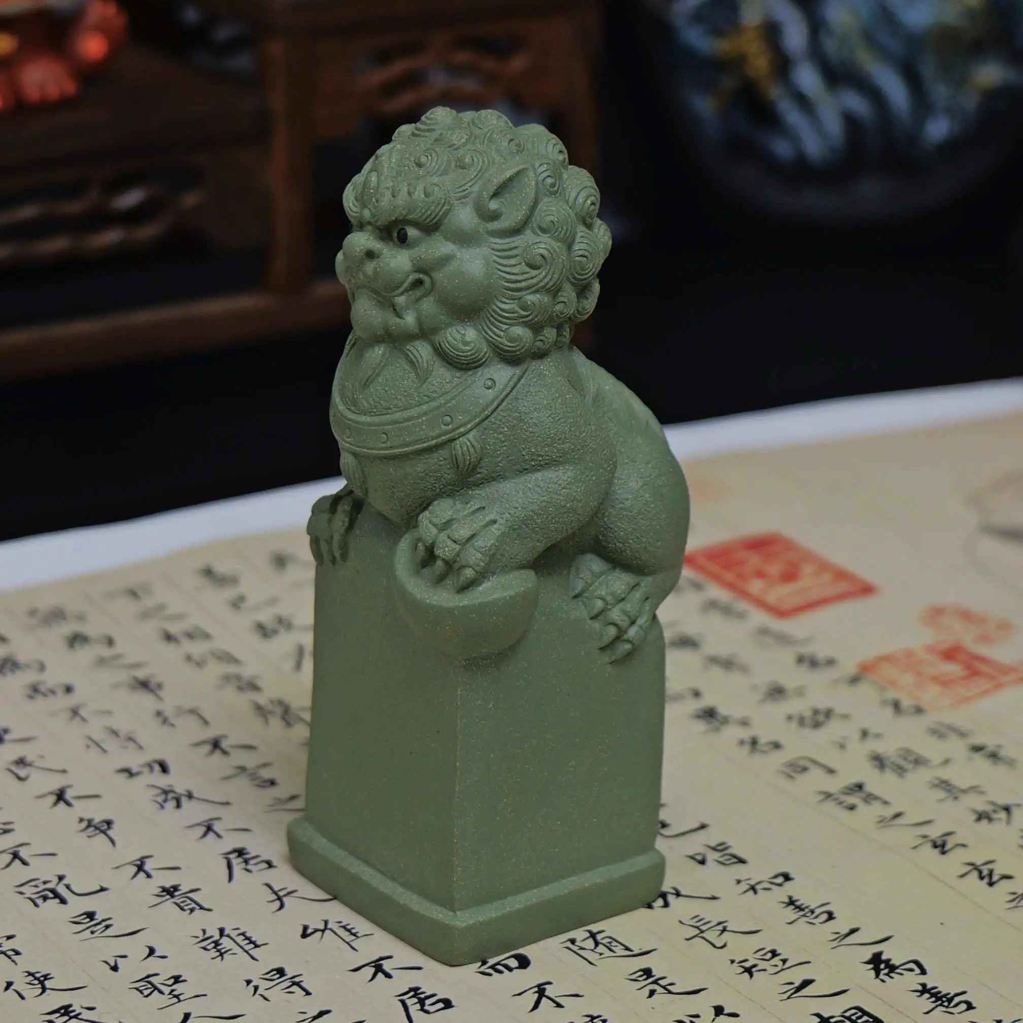 Yixing Clay Handmade Lying Lion Tea Pet (Auspicious Guardian Style)