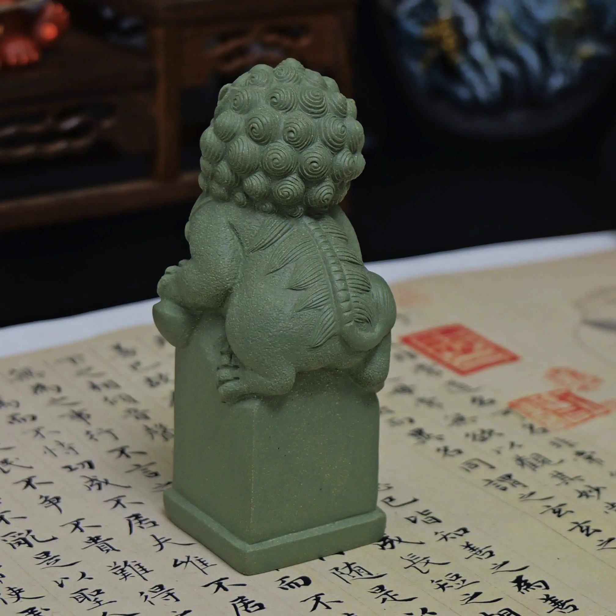 Yixing Clay Handmade Lying Lion Tea Pet (Auspicious Guardian Style)