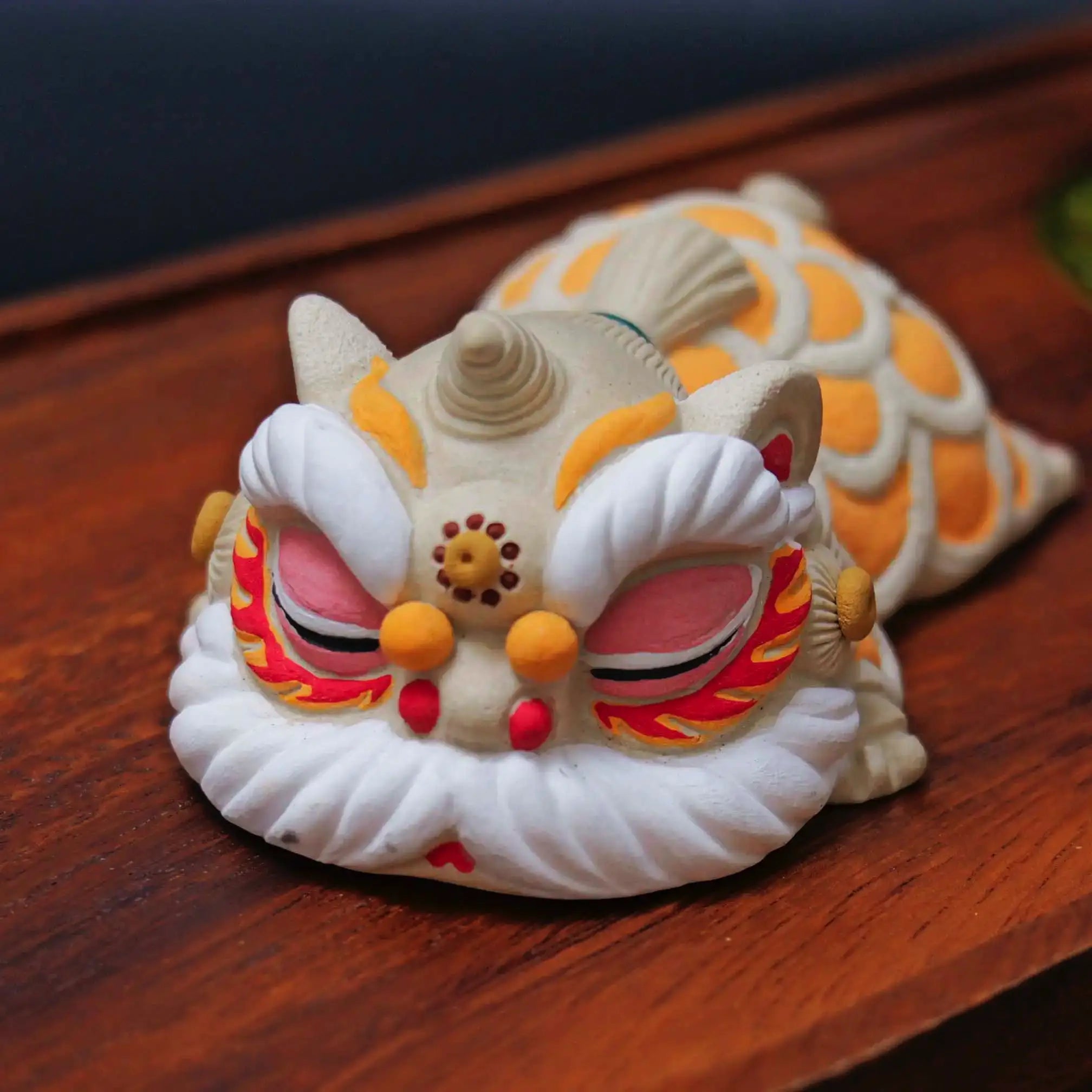 Yixing White Clay Handmade Sleeping Guardian Lion Tea Pet