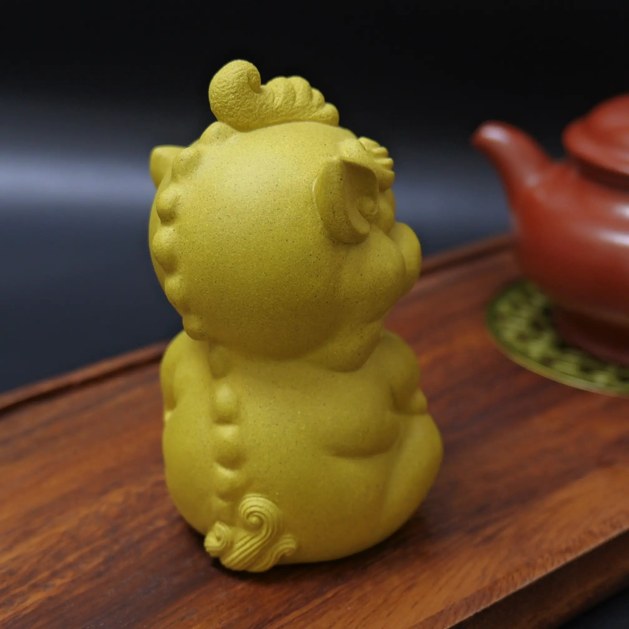 Yixing Yellow Clay Handmade Ingot Lion Tea Pet