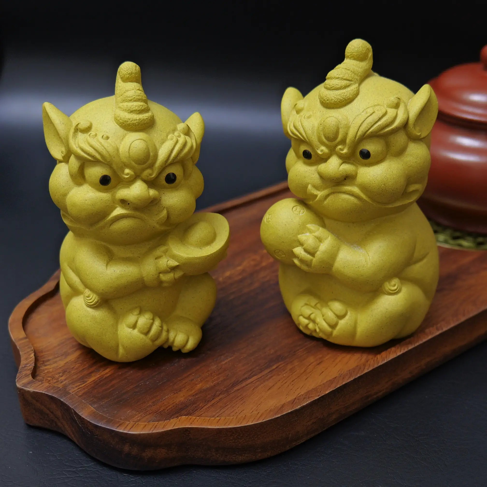 Yixing Yellow Clay Handmade Ingot Lion Tea Pet