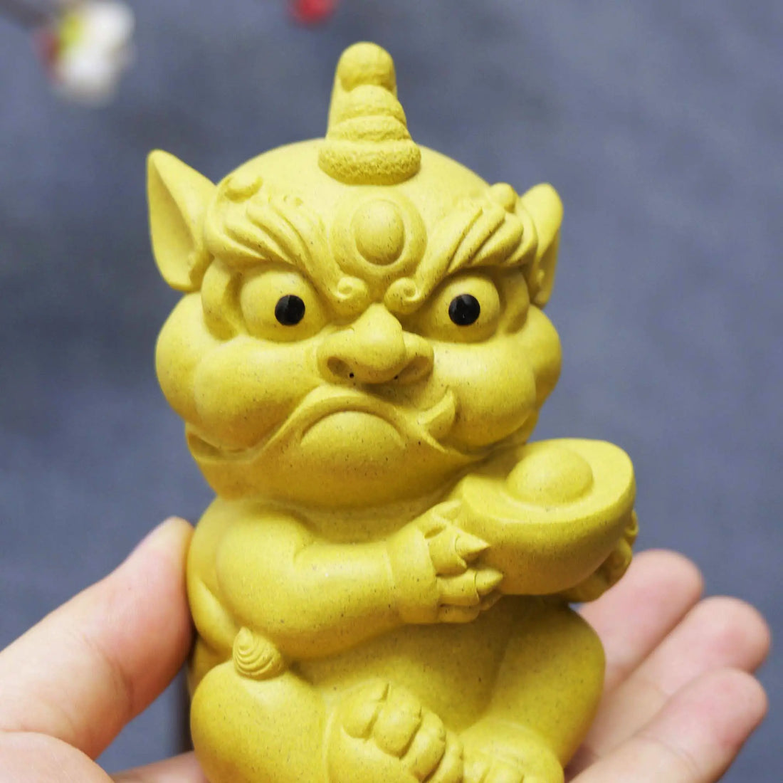Yixing Yellow Clay Handmade Ingot Lion Tea Pet