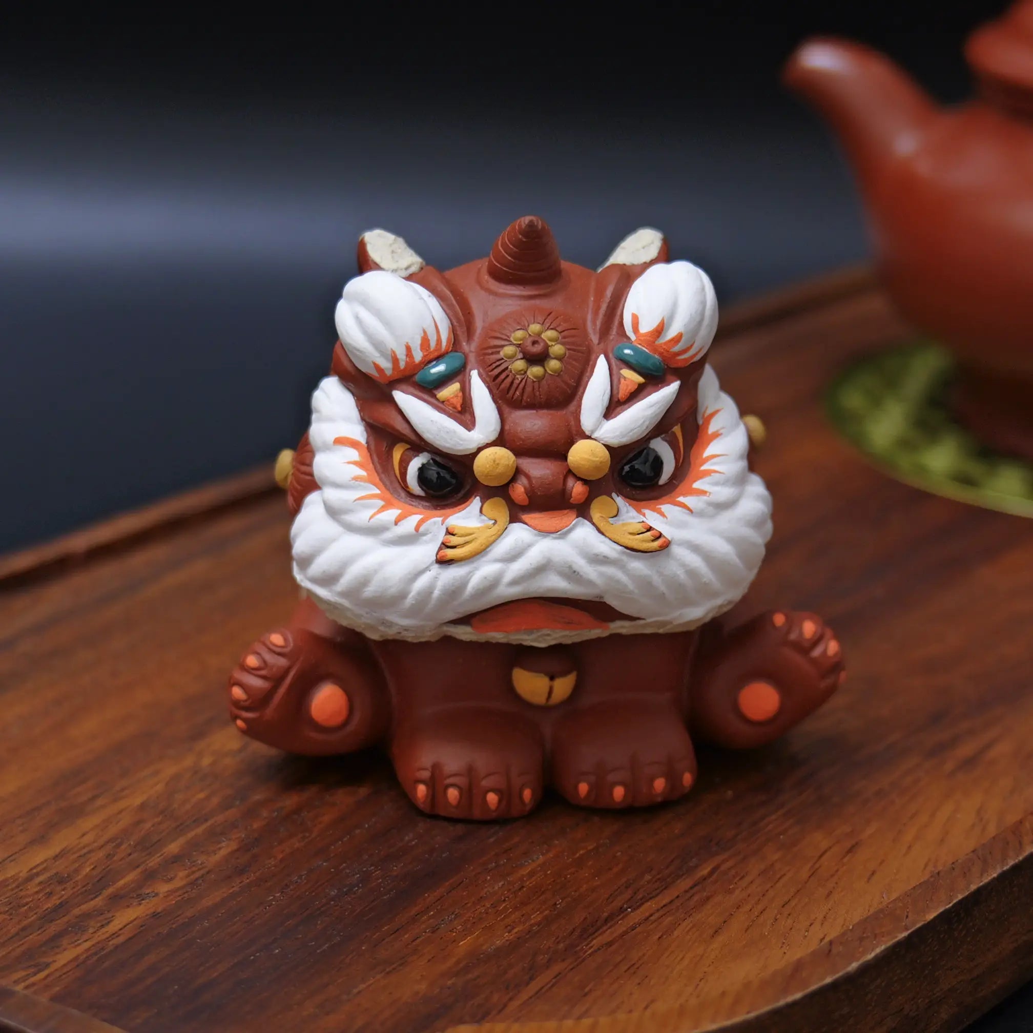 Yixing Zhu Ni Clay Handmade Sitting Guardian Lion Tea Pet