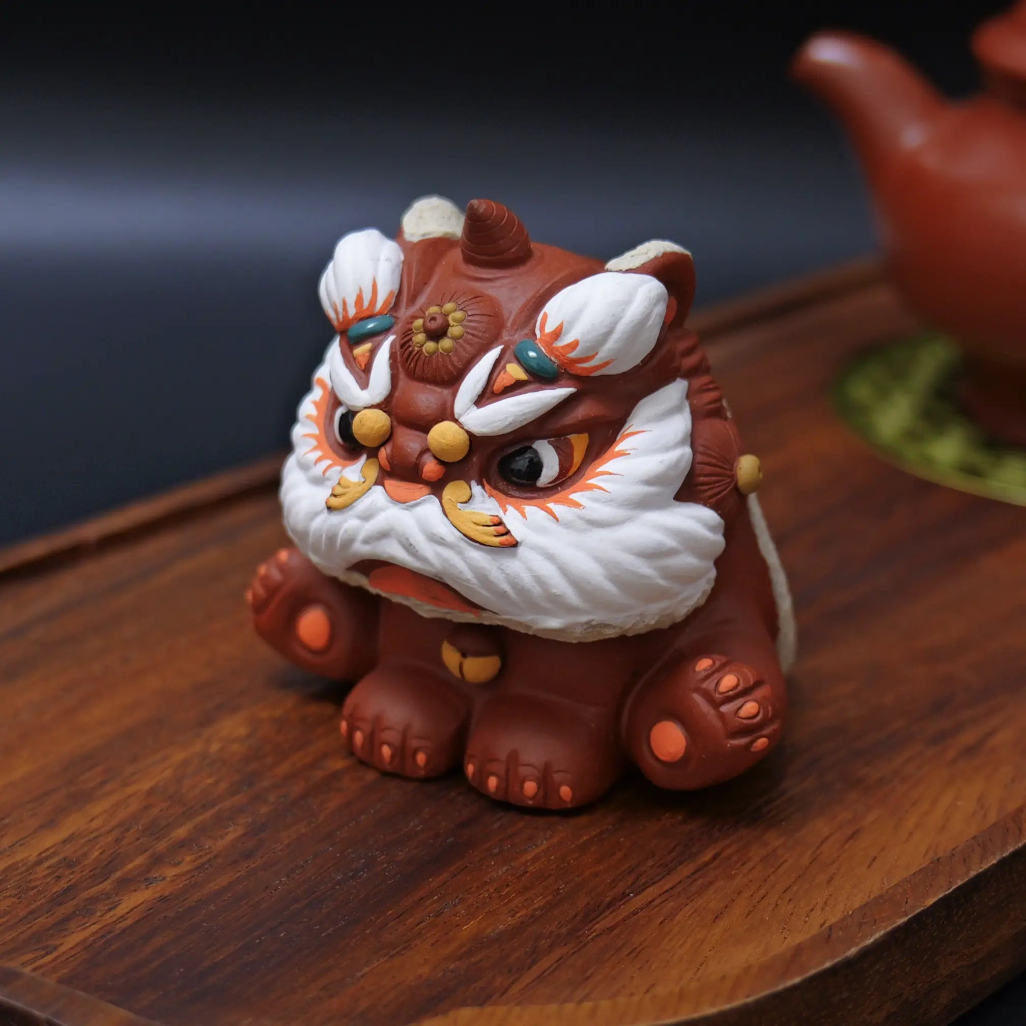 Yixing Zhu Ni Clay Handmade Sitting Guardian Lion Tea Pet