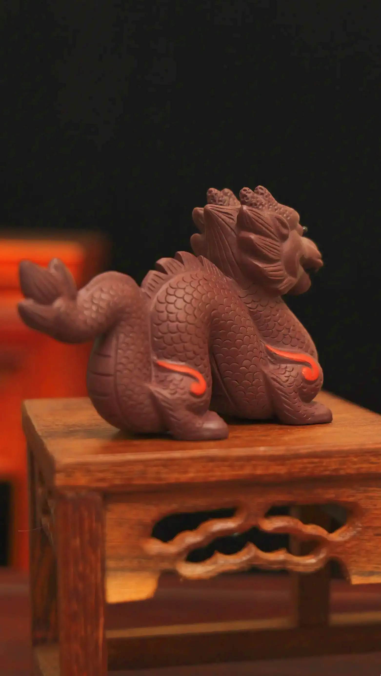 Yixing-Handmade-Coiled-Dragon-Tea-Pet (Flame-Pattern-Auspicious-Style)
