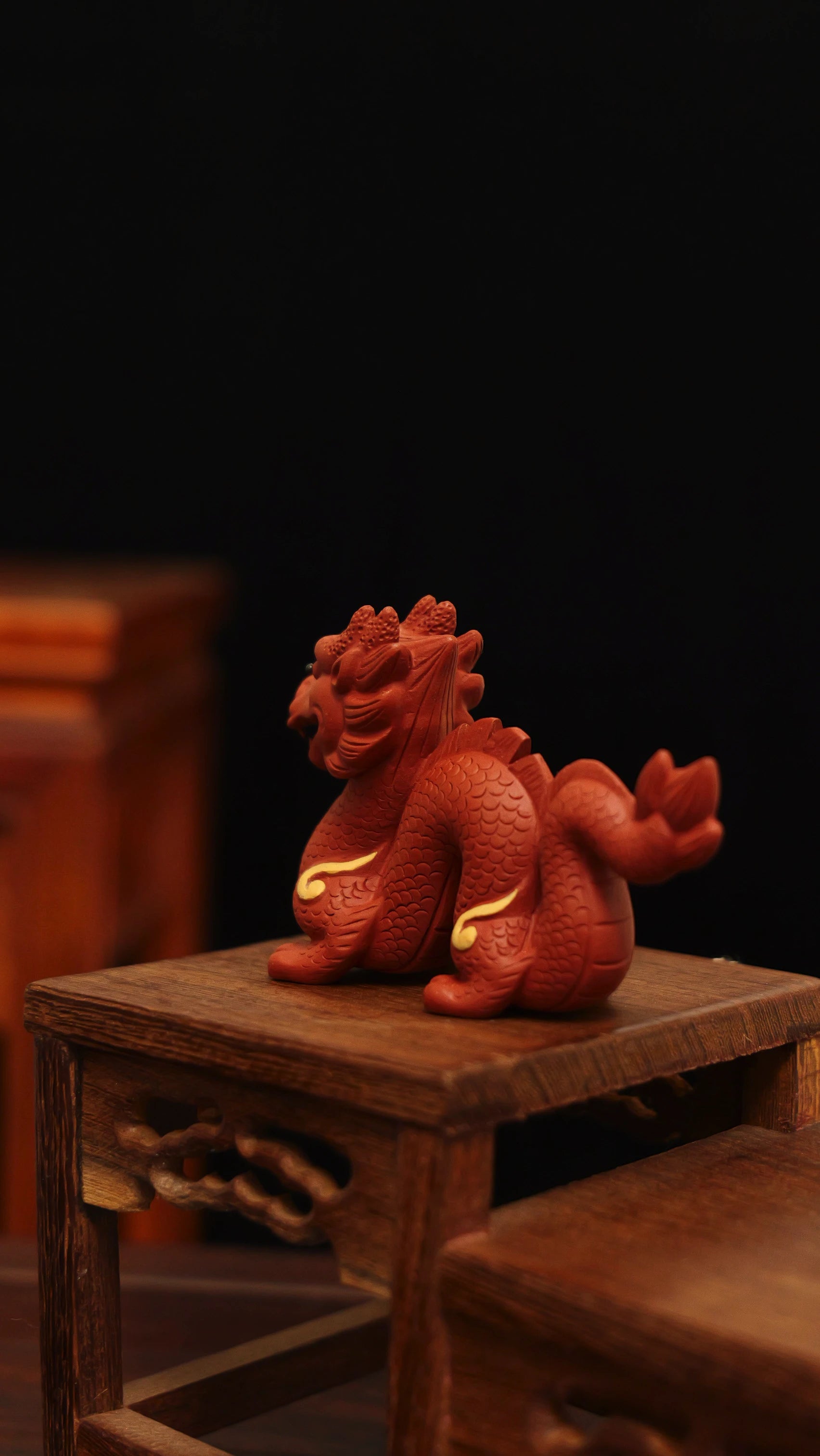 Yixing-Handmade-Coiled-Dragon-Tea-Pet (Flame-Pattern-Auspicious-Style)