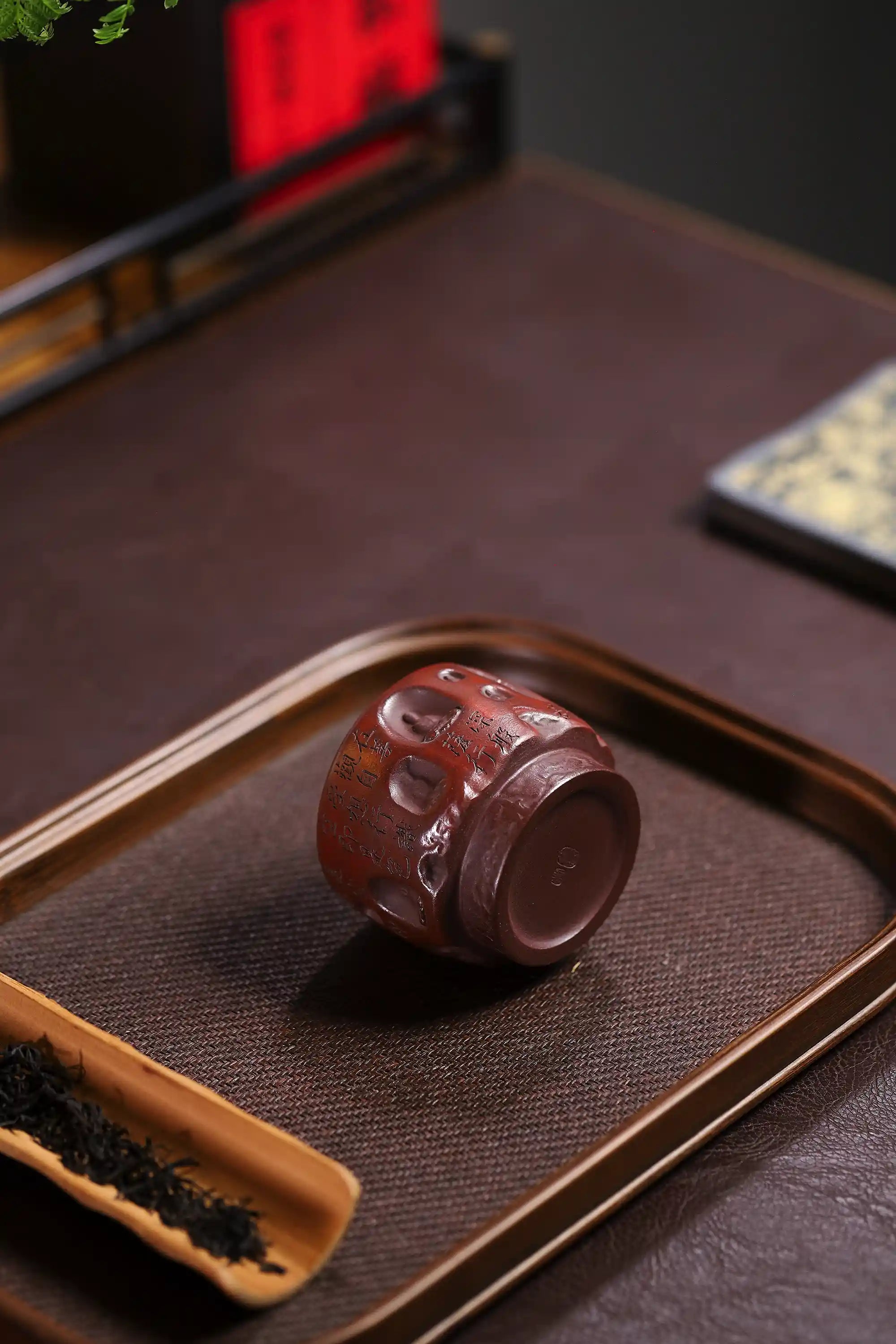 Yixing Zisha Hand-Carved Buddha Grotto Heart Sutra Cup