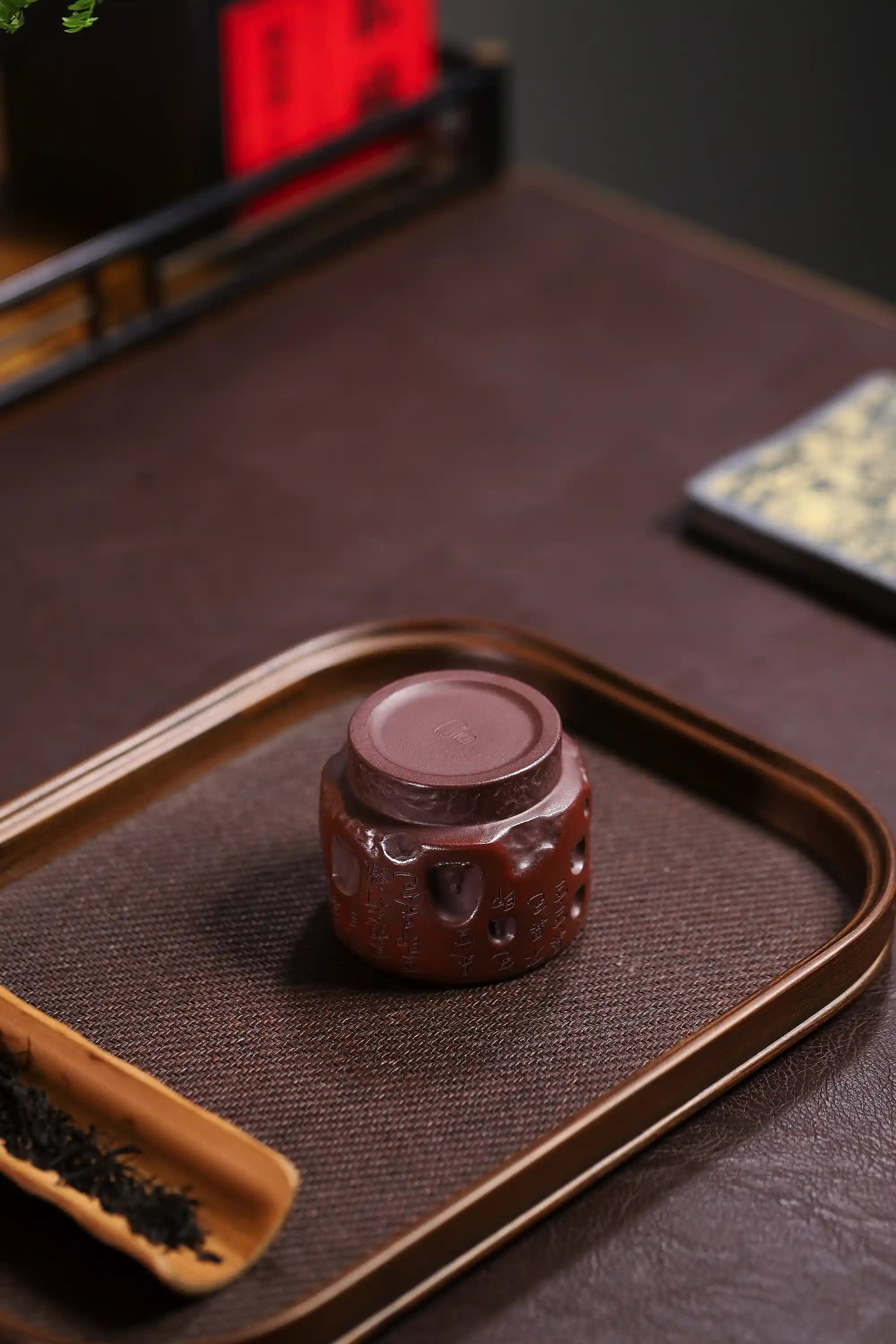 Yixing Zisha Hand-Carved Buddha Grotto Heart Sutra Cup