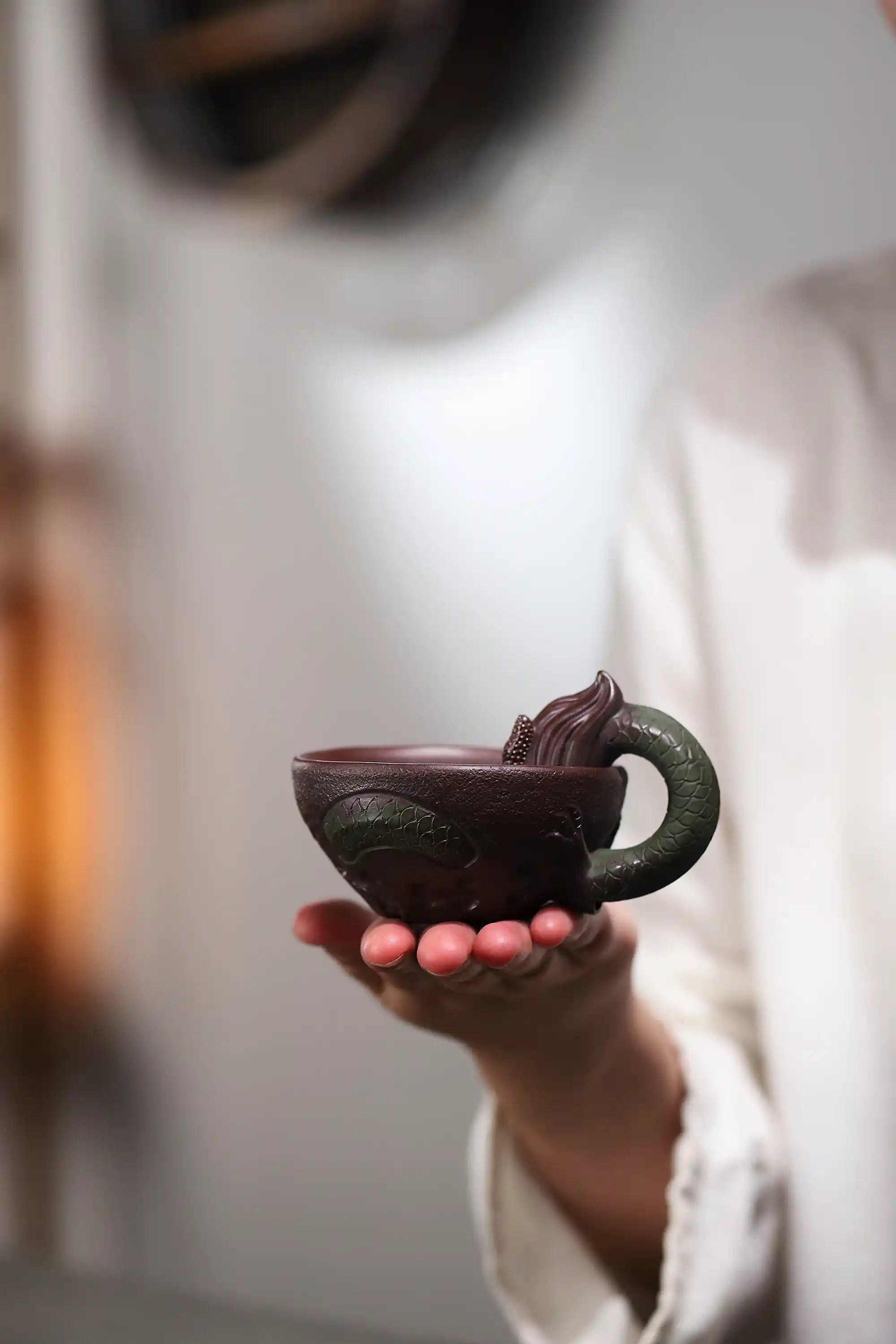 Yixing Zisha Hand-Carved Dragon Head Tea Cup