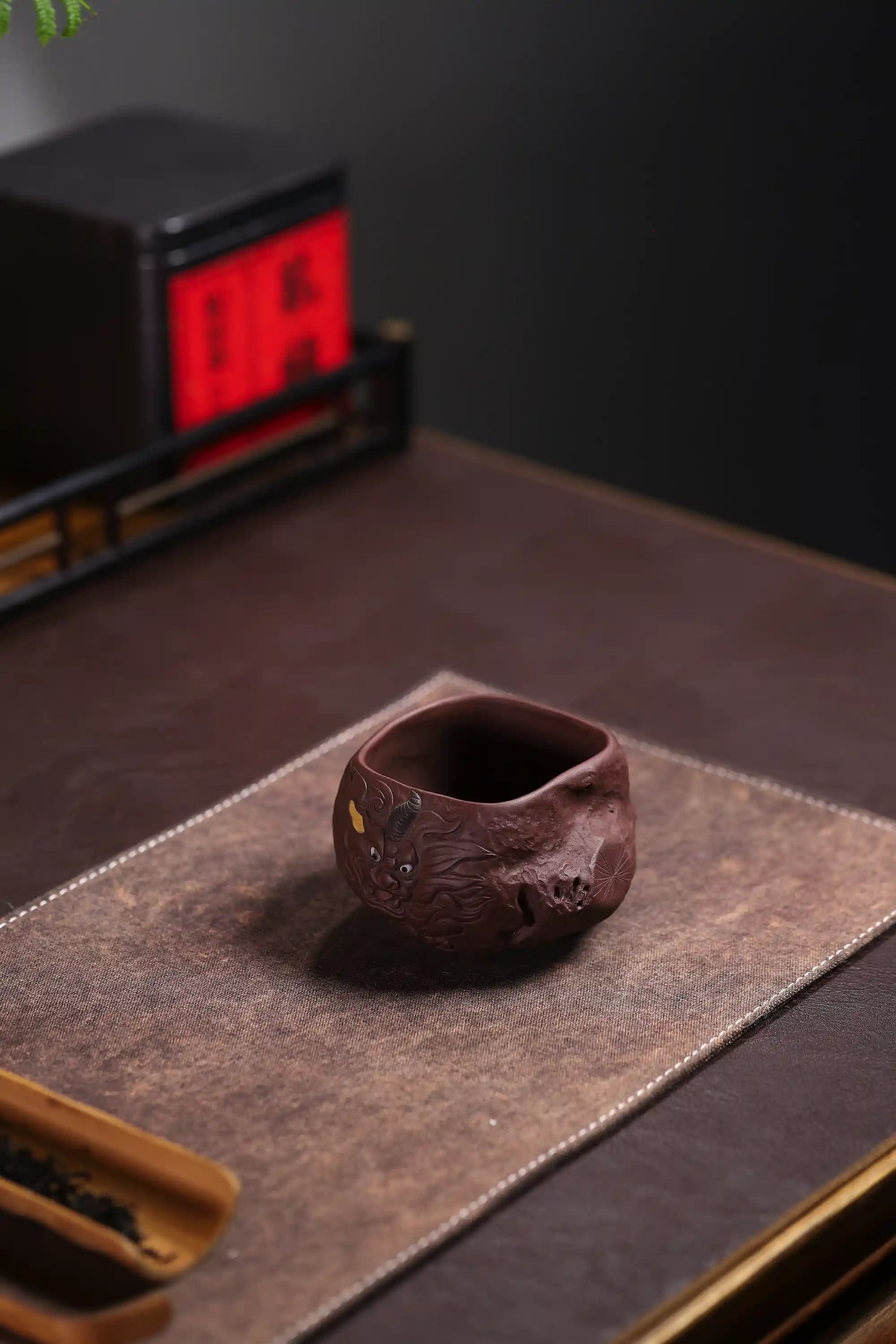 Yixing Zisha Hand-Carved Mythical Beast Cup