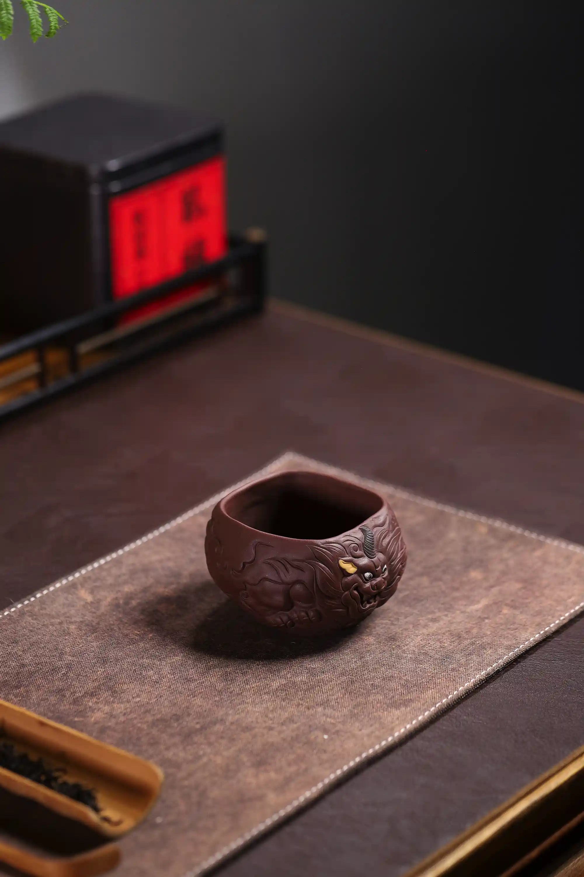 Yixing Zisha Hand-Carved Mythical Beast Cup
