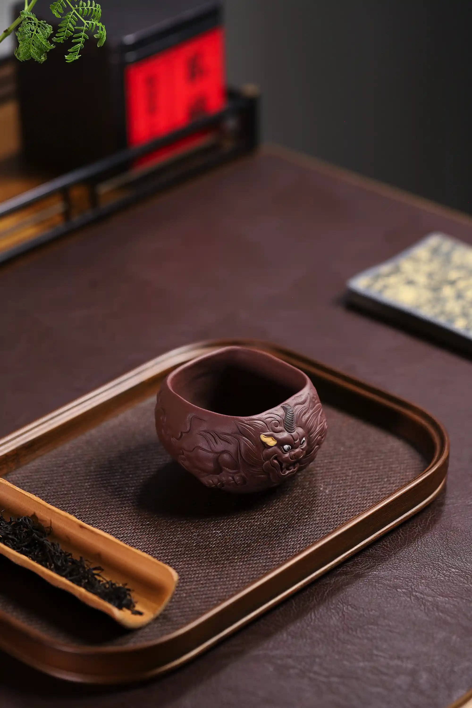 Yixing Zisha Hand-Carved Mythical Beast Cup