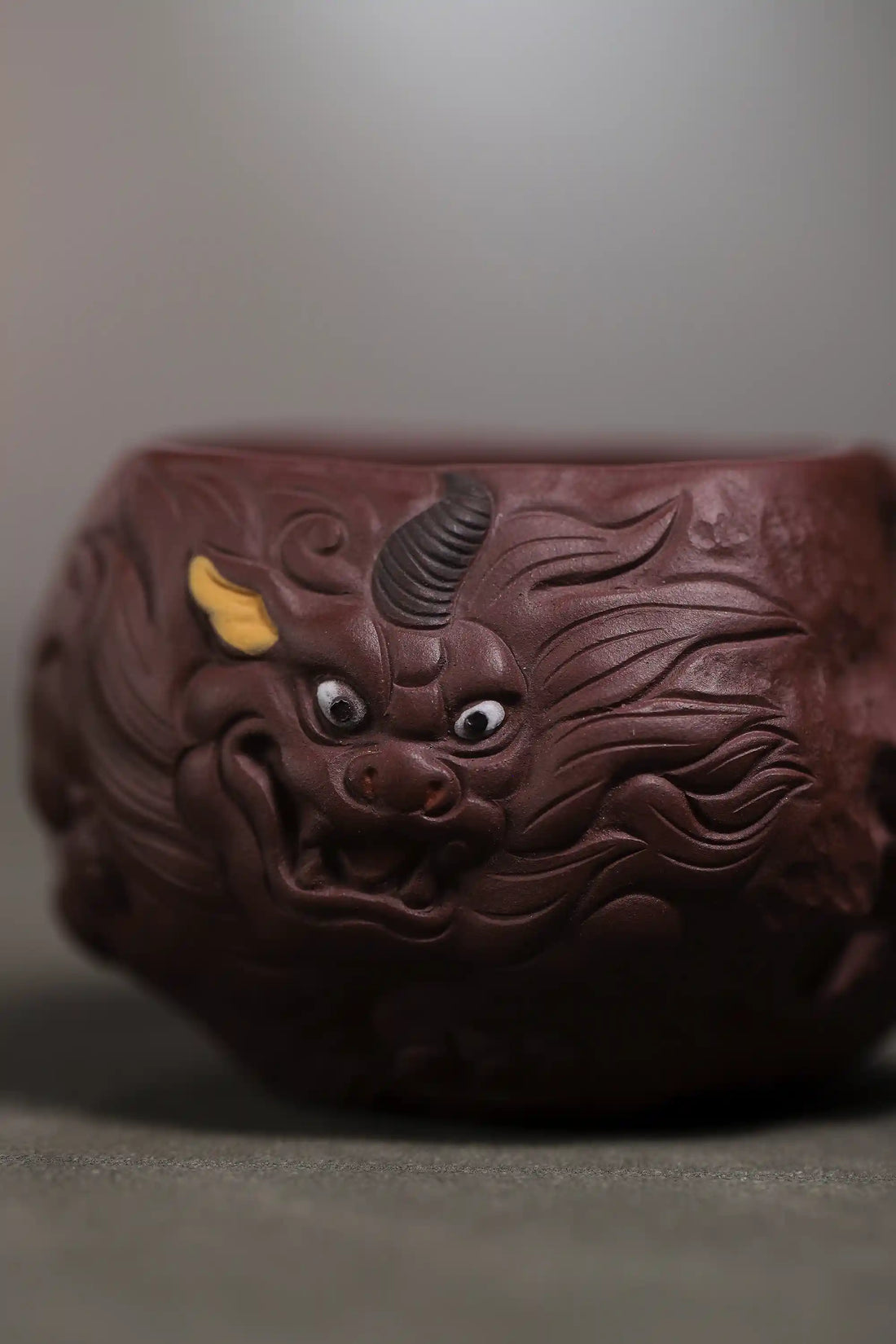 Yixing Zisha Hand-Carved Mythical Beast Cup