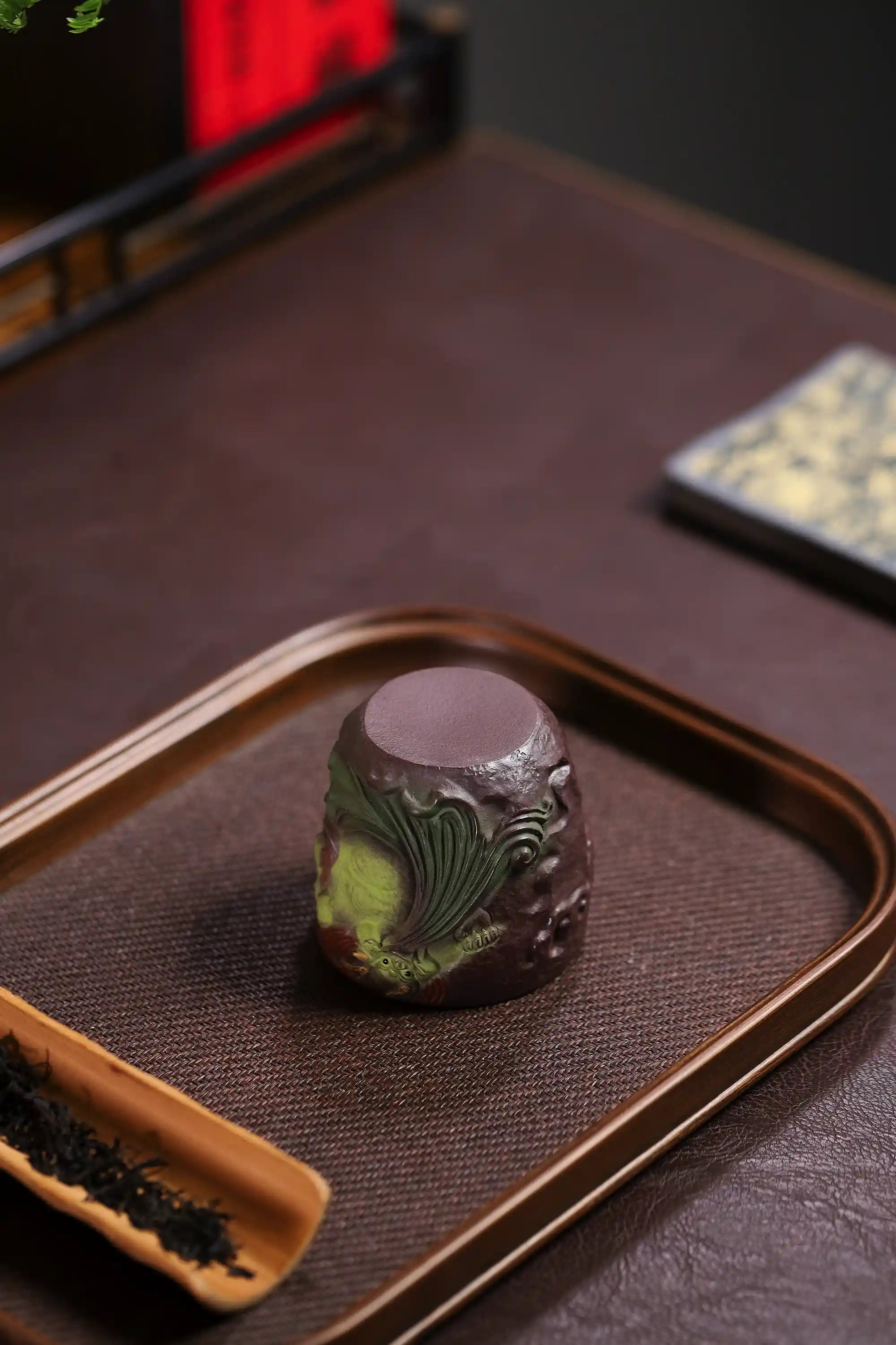 Yixing Zisha Hand-Carved Rain God Cup