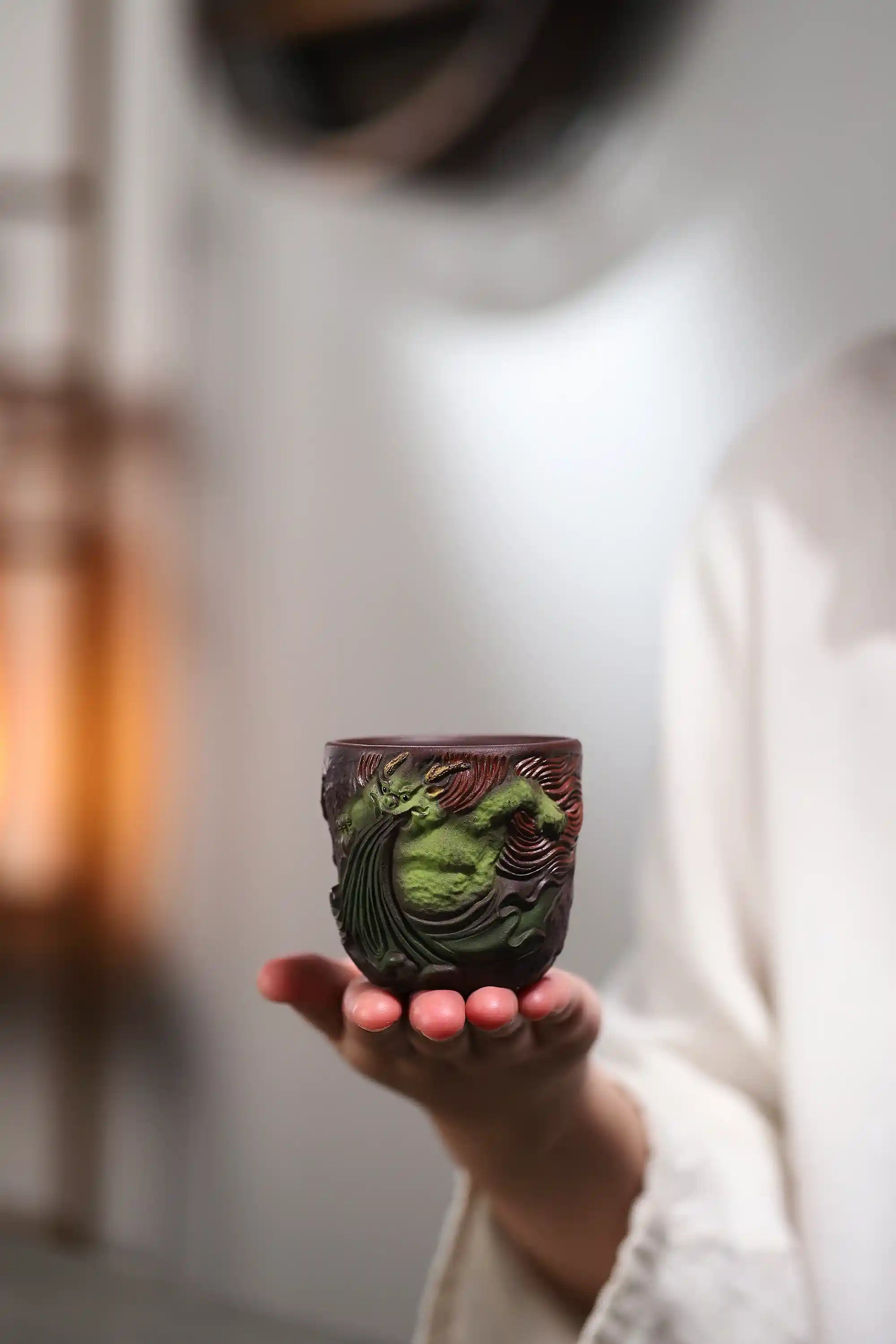 Yixing Zisha Hand-Carved Rain God Cup