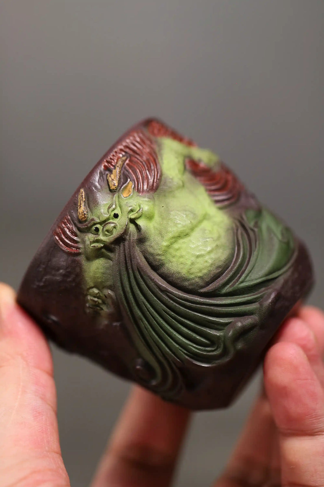 Yixing Zisha Hand-Carved Rain God Cup
