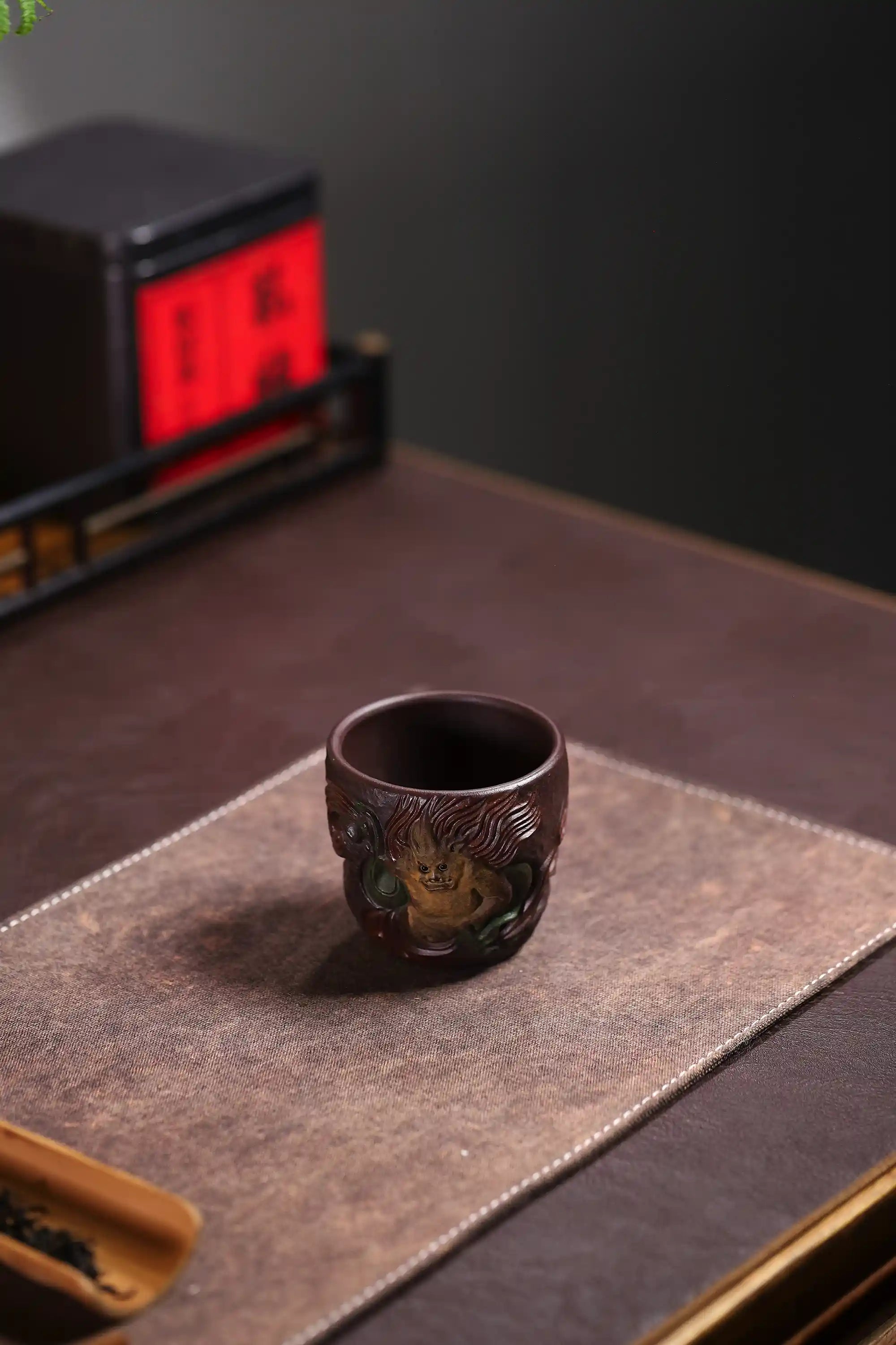 Yixing Zisha Hand-Carved Wind Deity Cup