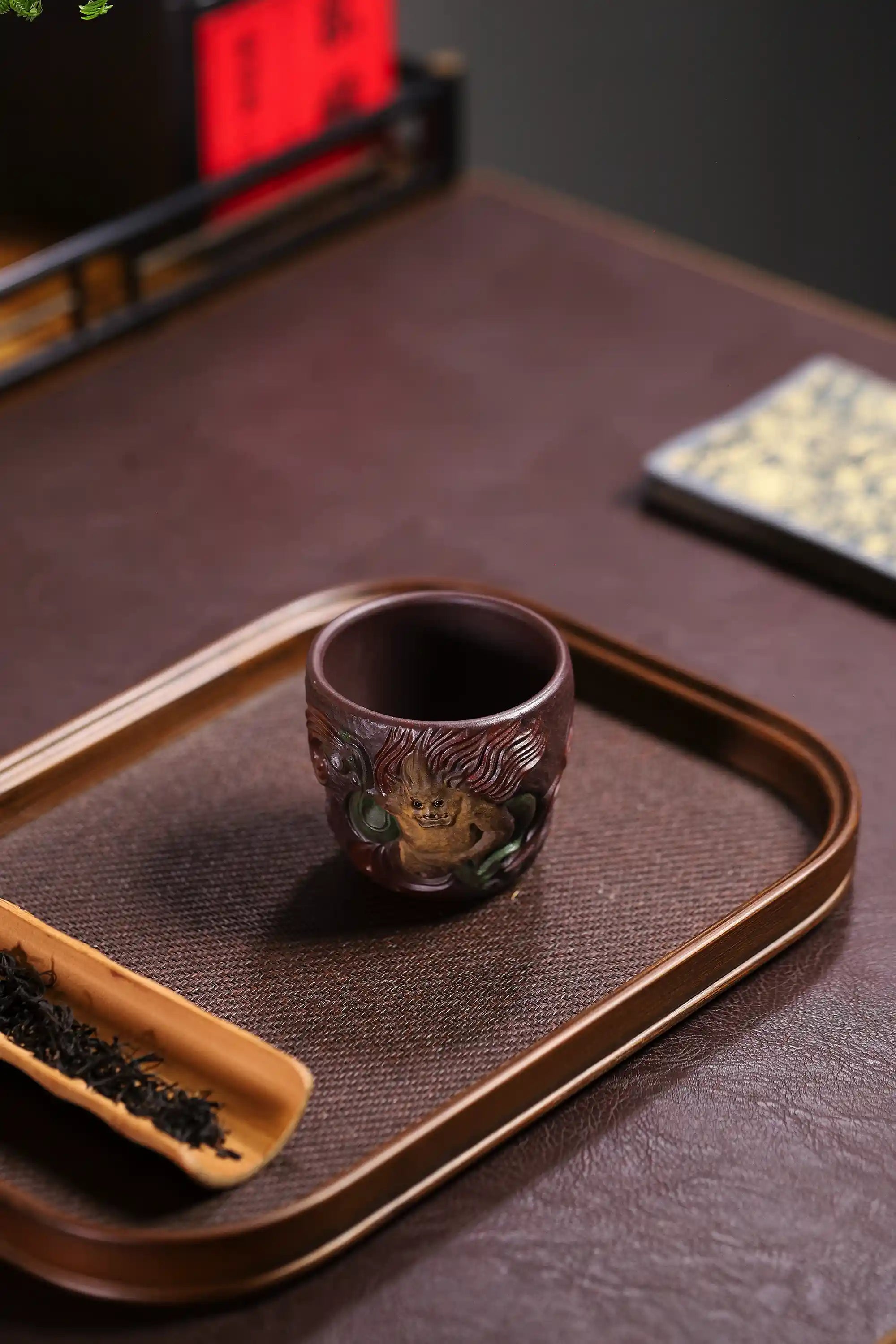 Yixing Zisha Hand-Carved Wind Deity Cup