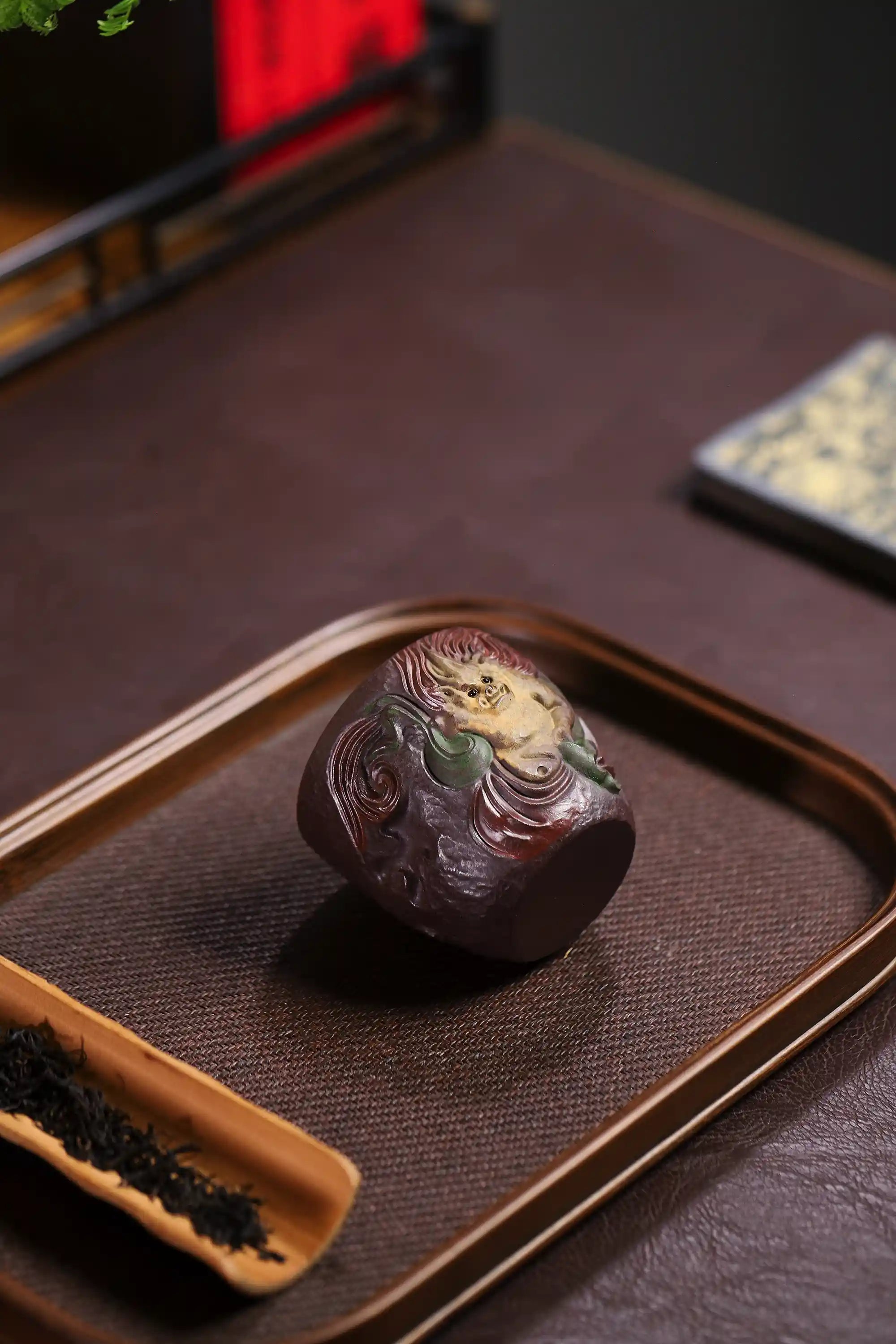 Yixing Zisha Hand-Carved Wind Deity Cup
