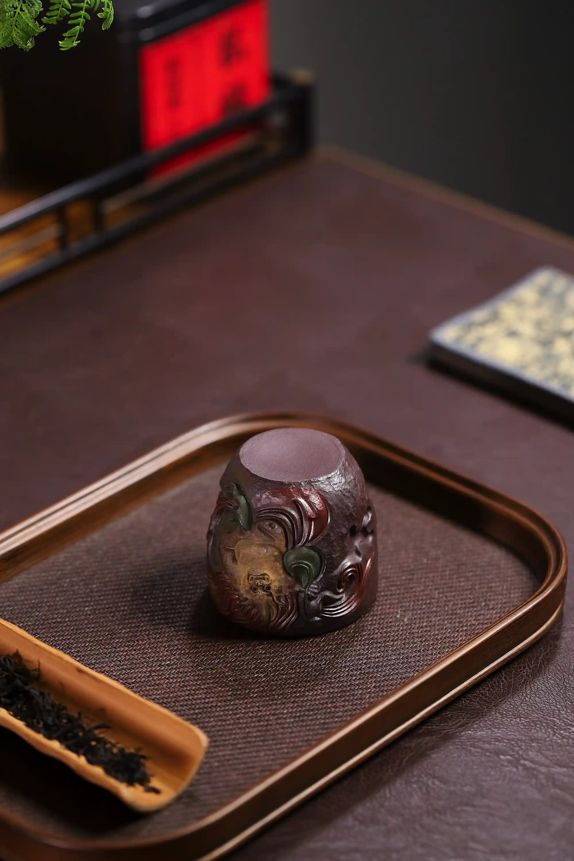 Yixing Zisha Hand-Carved Wind Deity Cup